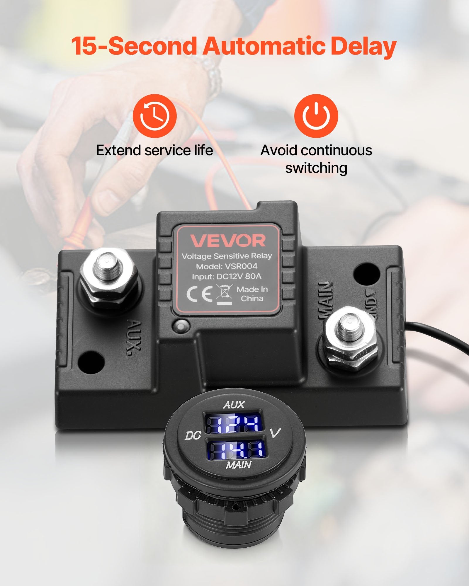 Dviejų akumuliatorių izoliatoriaus rinkinys VEVOR VSR004, 12V 80A