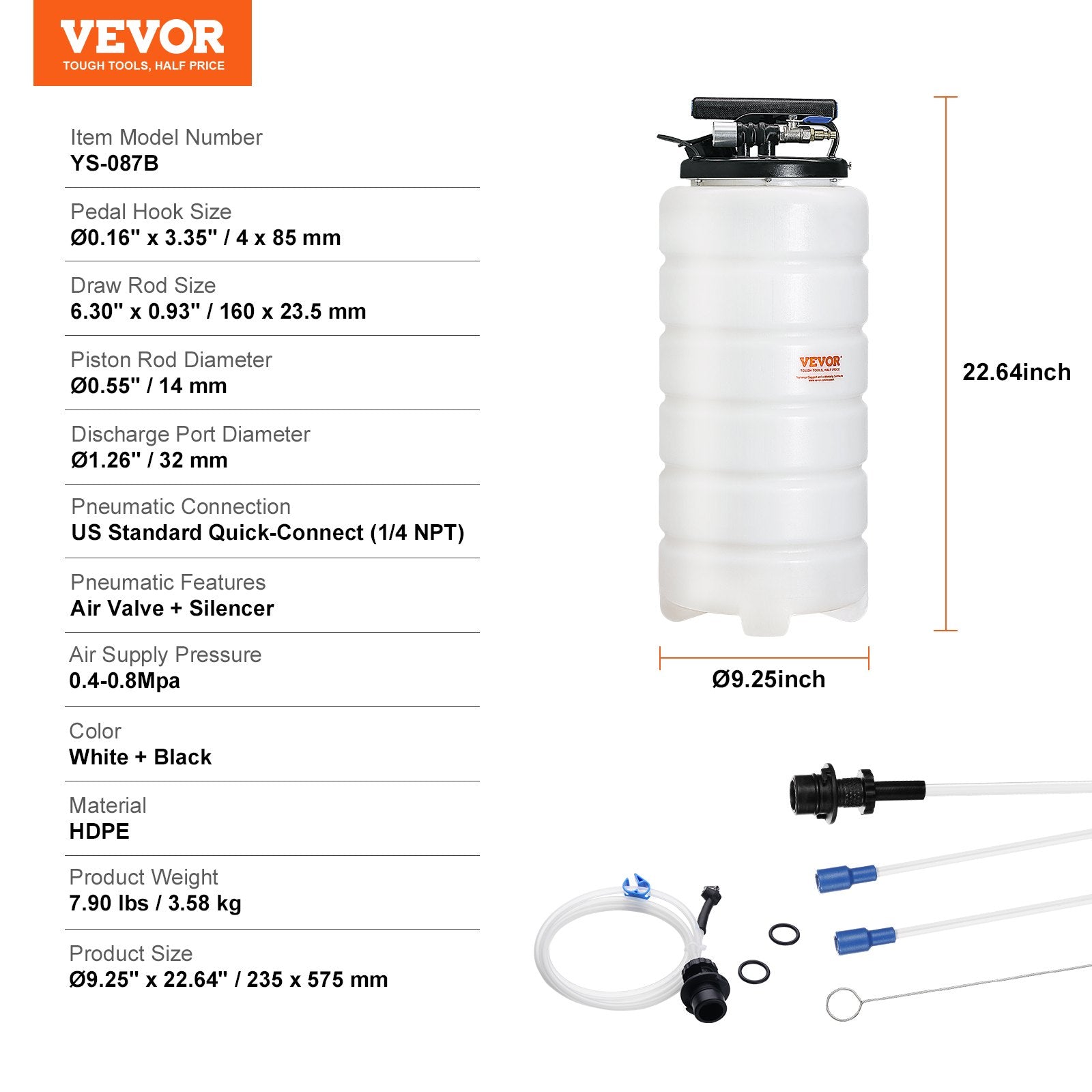 Alyvos ir skysčių išsiurbimo įrenginis VEVOR YS-087B, 15 l