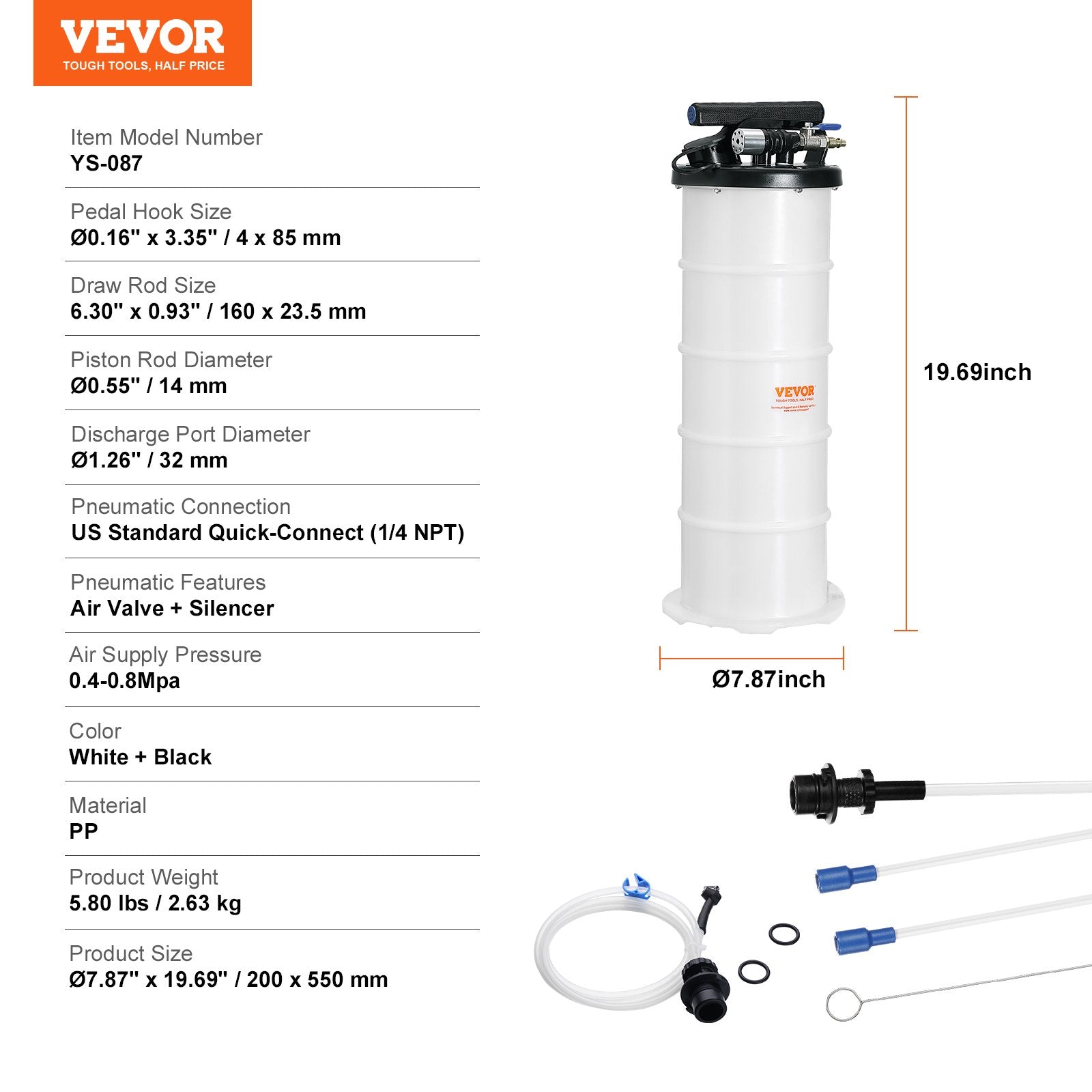 Skysčių išsiurbimo siurblys VEVOR YS-088, 6,5 l