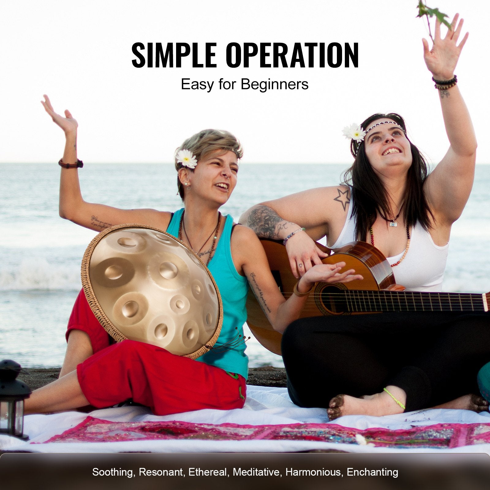 Handpan būgnas VEVOR Golden-12, 12 natų, D Minor