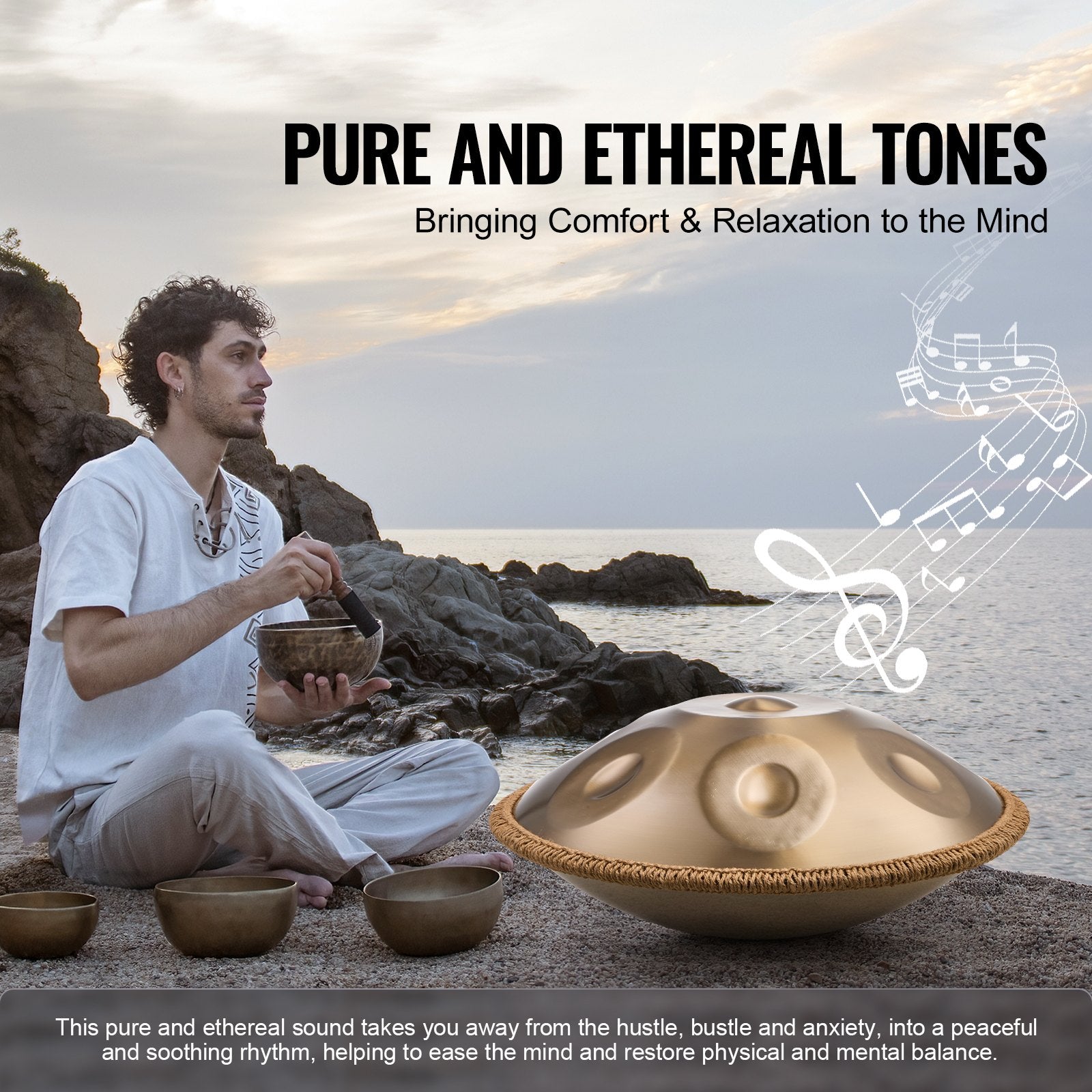 Handpan būgnas VEVOR Golden-9, 9 natos (D Minor)