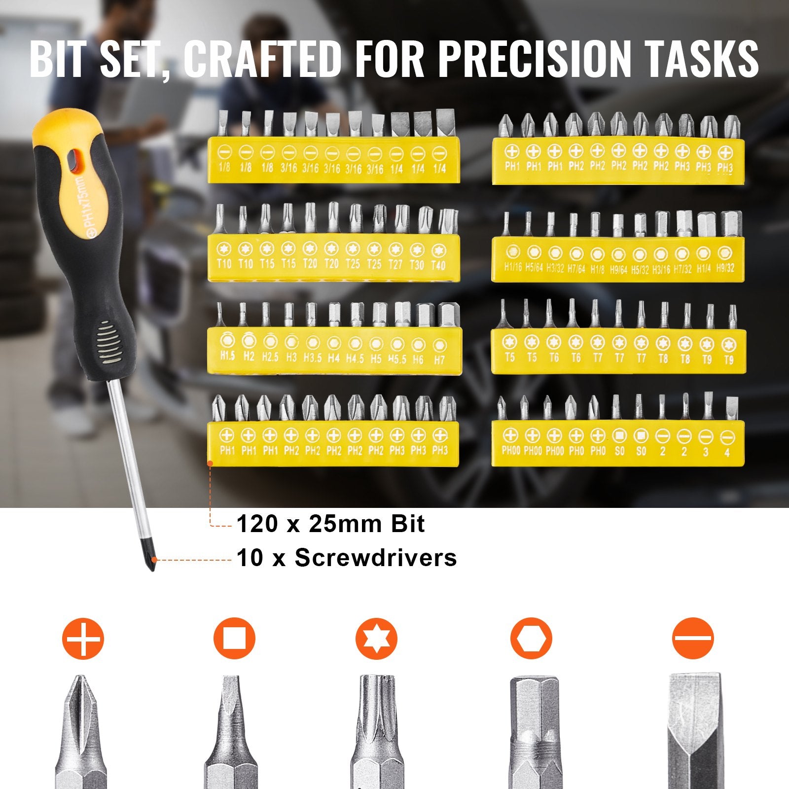 Įrankių rinkinys mechanikams VEVOR KL-17075, 221 dalis