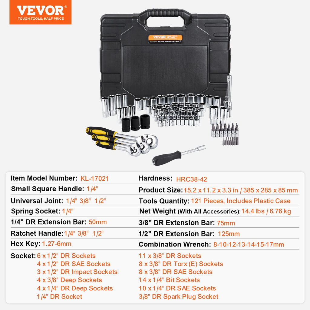 Mechaninių įrankių rinkinys VEVOR KL-17021, 121 dalis