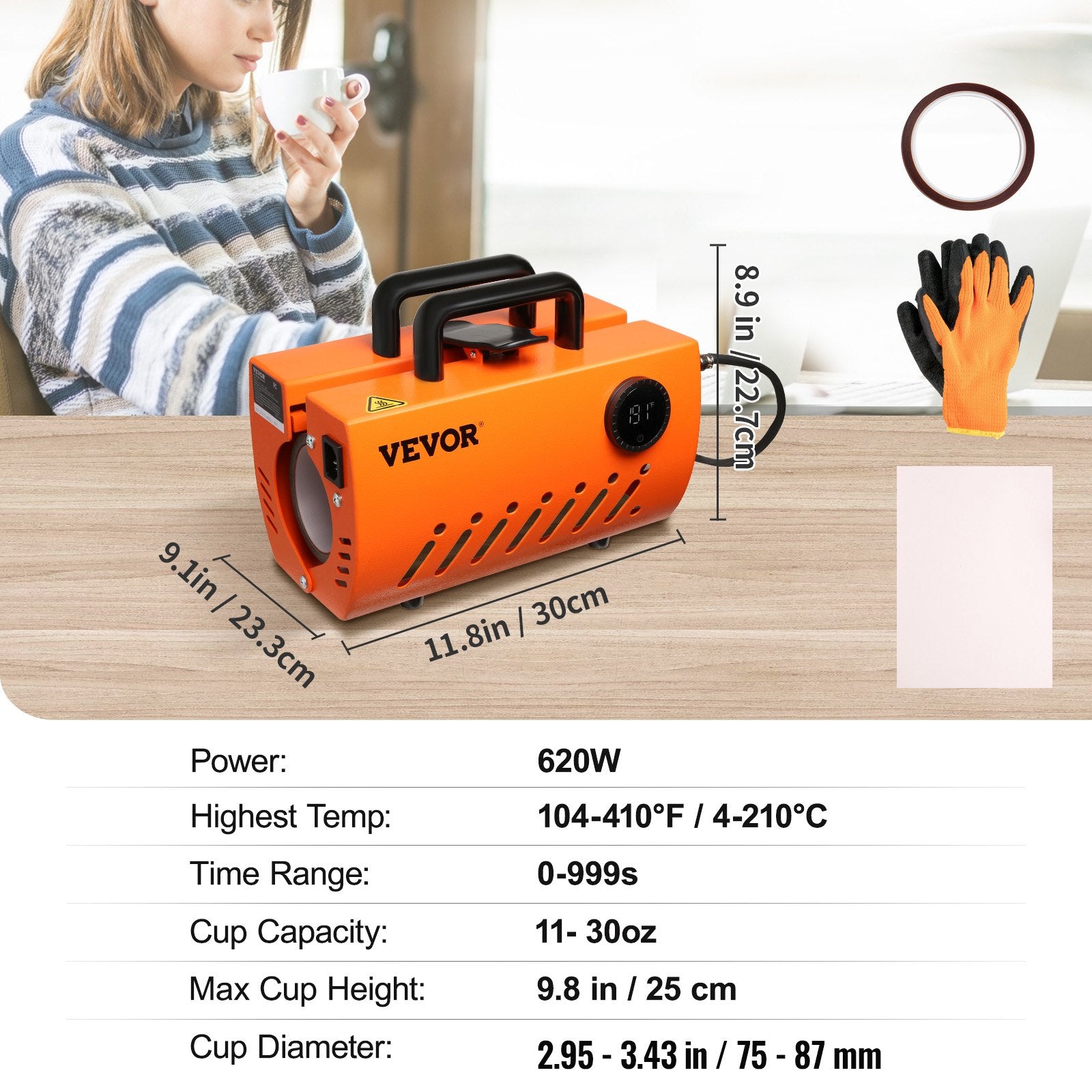 Termopresas puodeliams VEVOR F320, 620W
