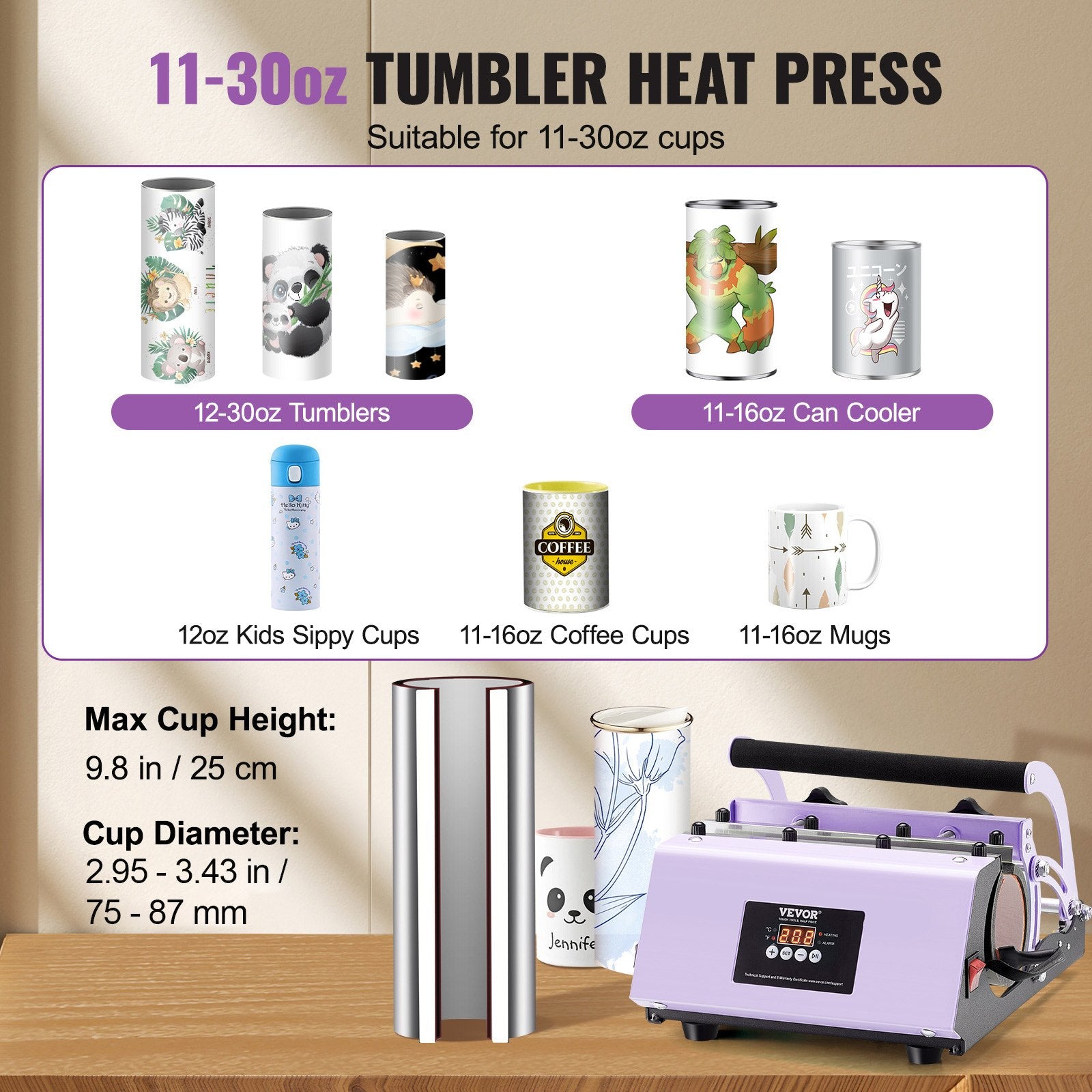 Termopresas puodeliams VEVOR WBFCHP30OZ, 887 ml