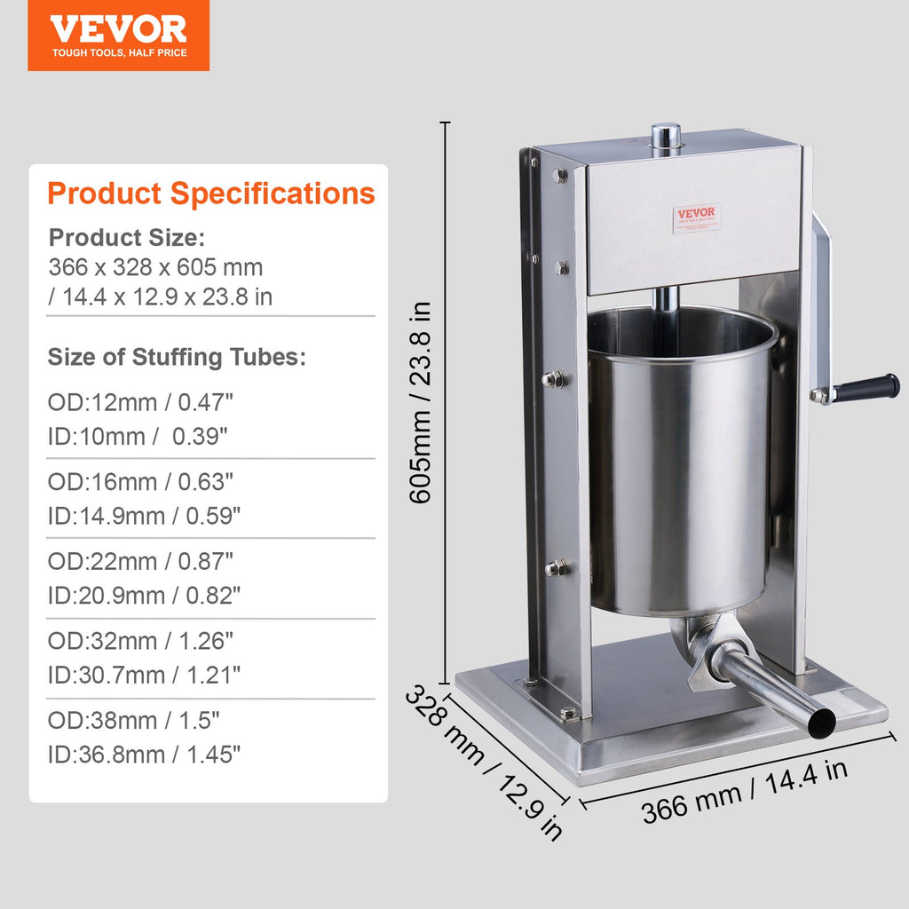 Rankinis dešrų kimštuvas VEVOR XZ-10L, 10 l