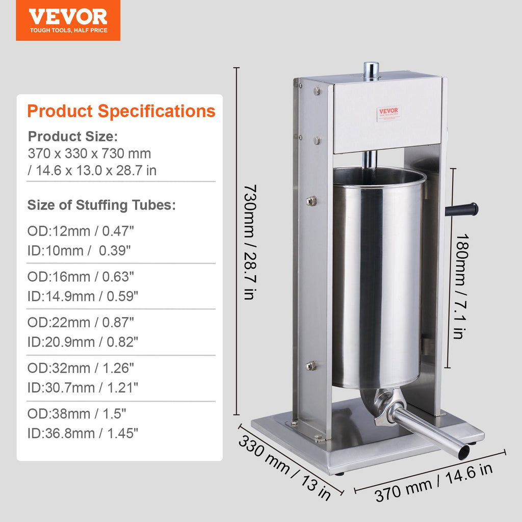 Rankinis dešrų kimštuvas VEVOR XZ-15L, 15 l talpos