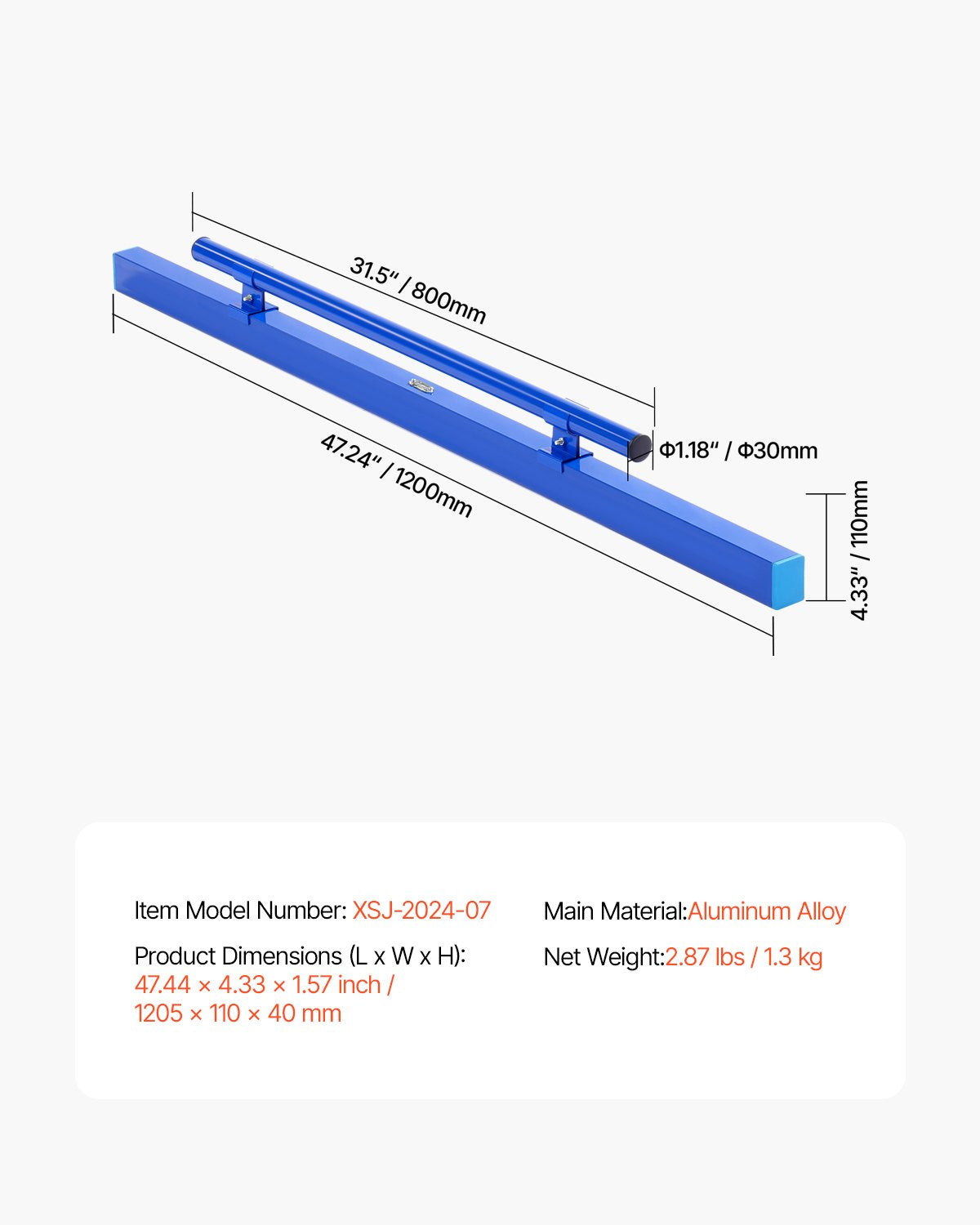 Betono lyginimo liniuotė VEVOR XSJ-2024-07, 120 cm