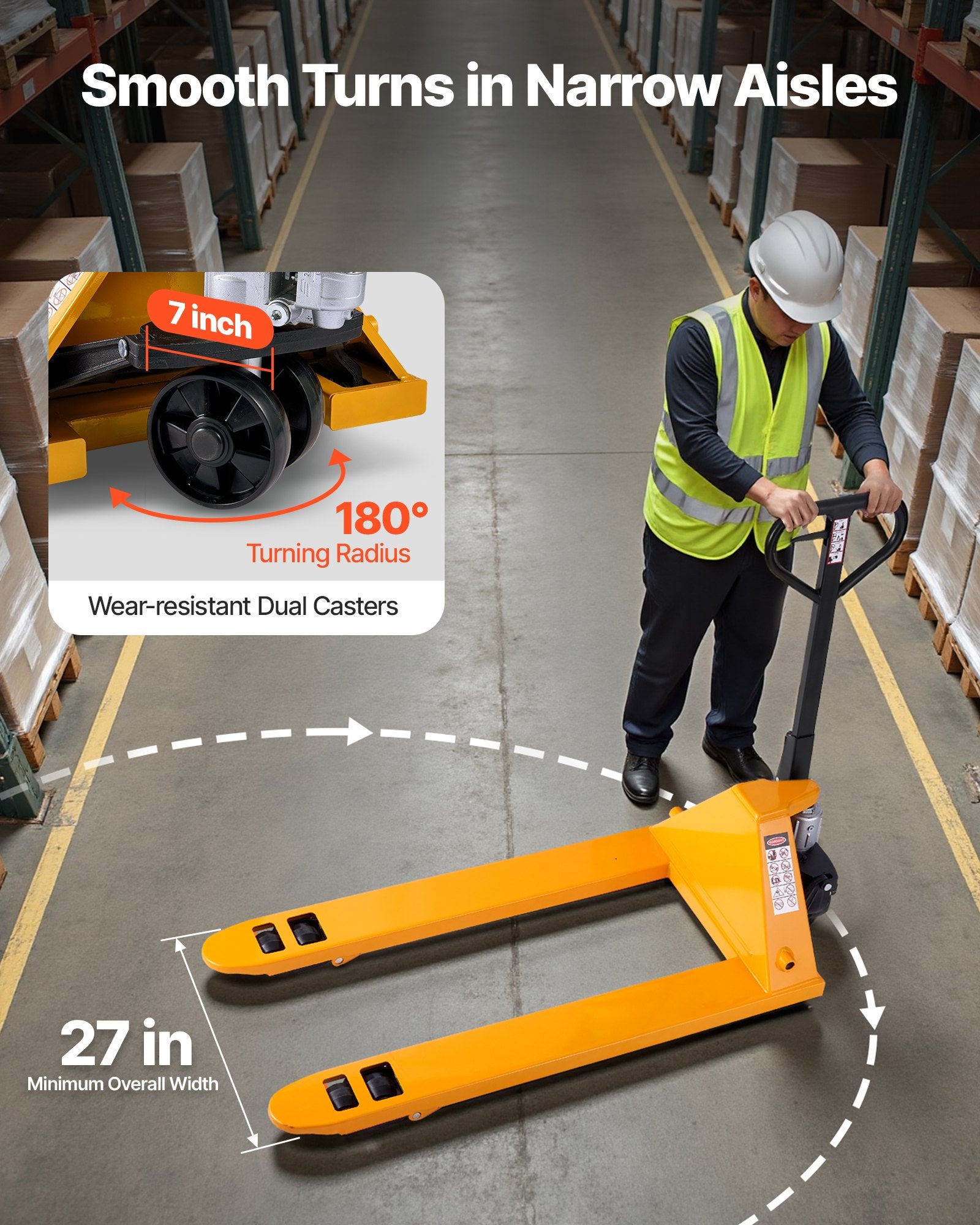 Rankinis palečių vežimėlis VEVOR 2.5T, 2,5 t keliamoji galia