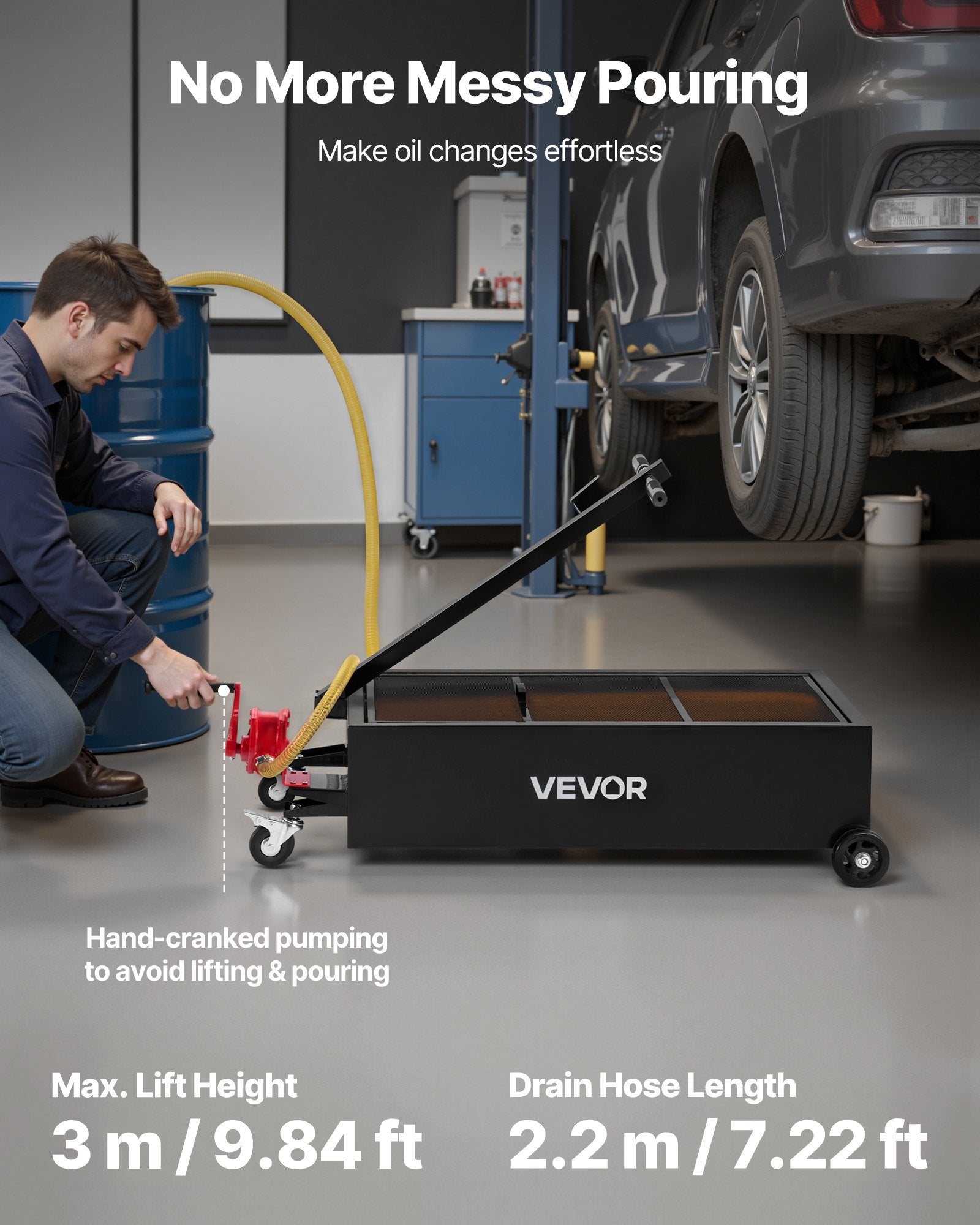 Žemo profilio alyvos surinkimo talpa VEVOR FF-931-S-T, 94,6 l