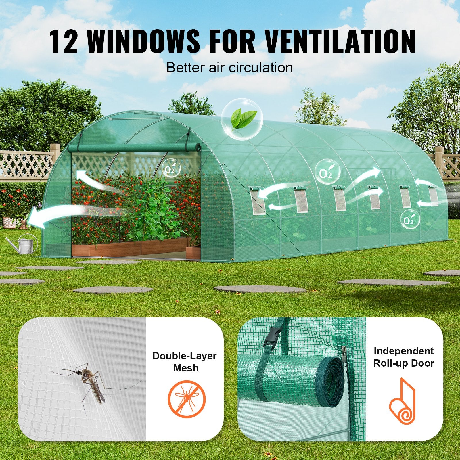 Tunelinis šiltnamis VEVOR 3x9x2m(6)G, 26,2 m²