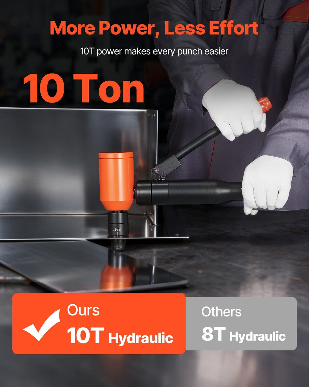 Hidraulinis skylių kirtiklis VEVOR TPA-10, 10 tonų jėga