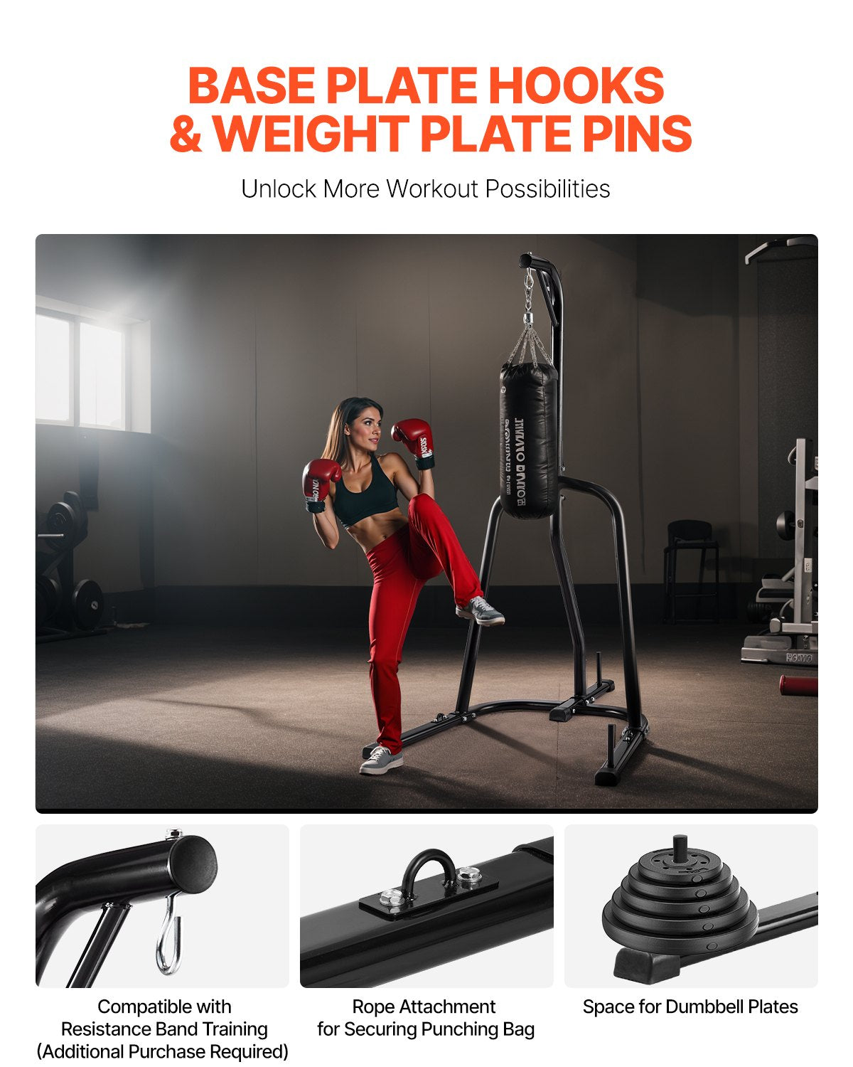 Bokso kriaušės stovas VEVOR ssshksdj-b, iki 65 kg
