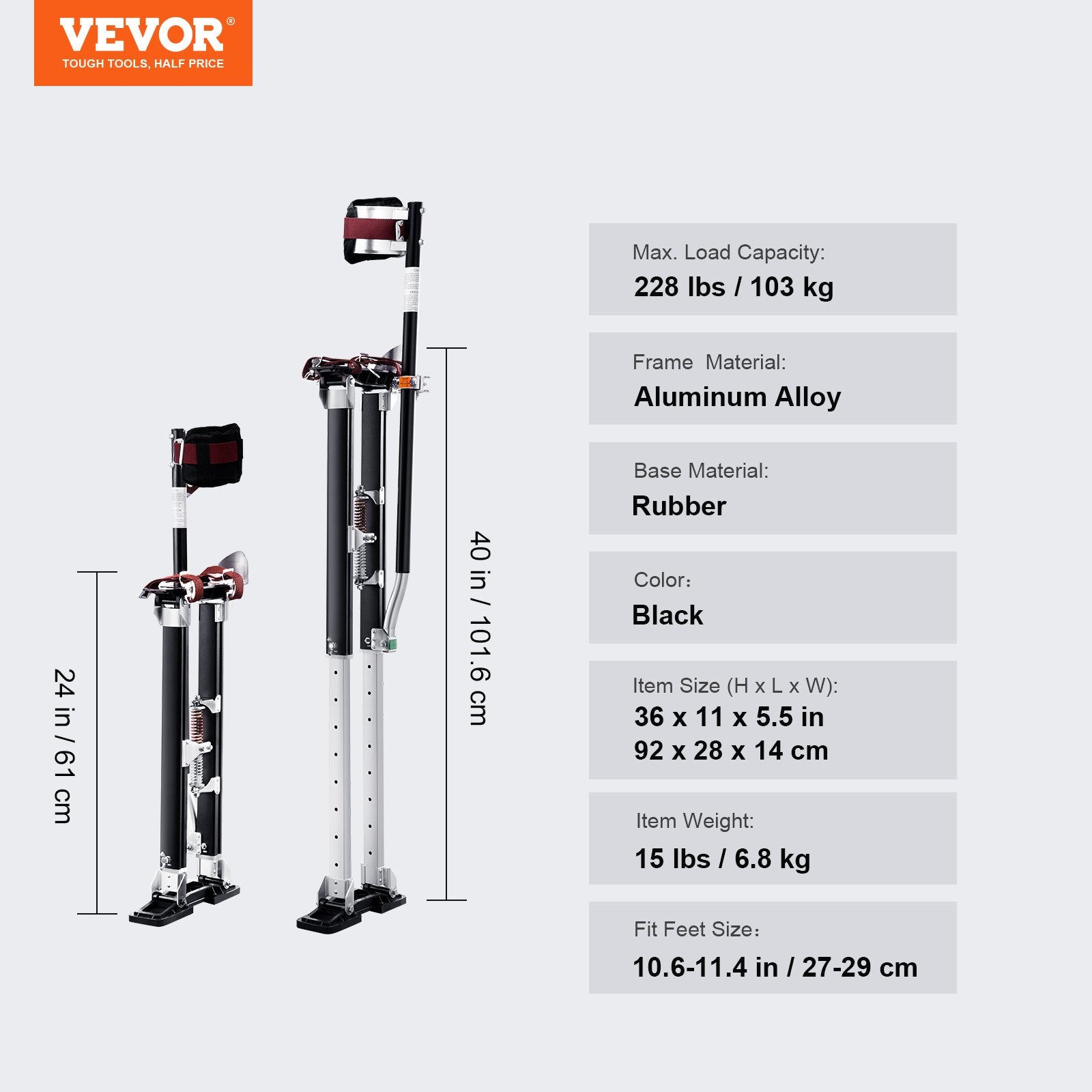 Statybiniai kojūkai VEVOR HSSGBGQ-2440, 61–102 cm