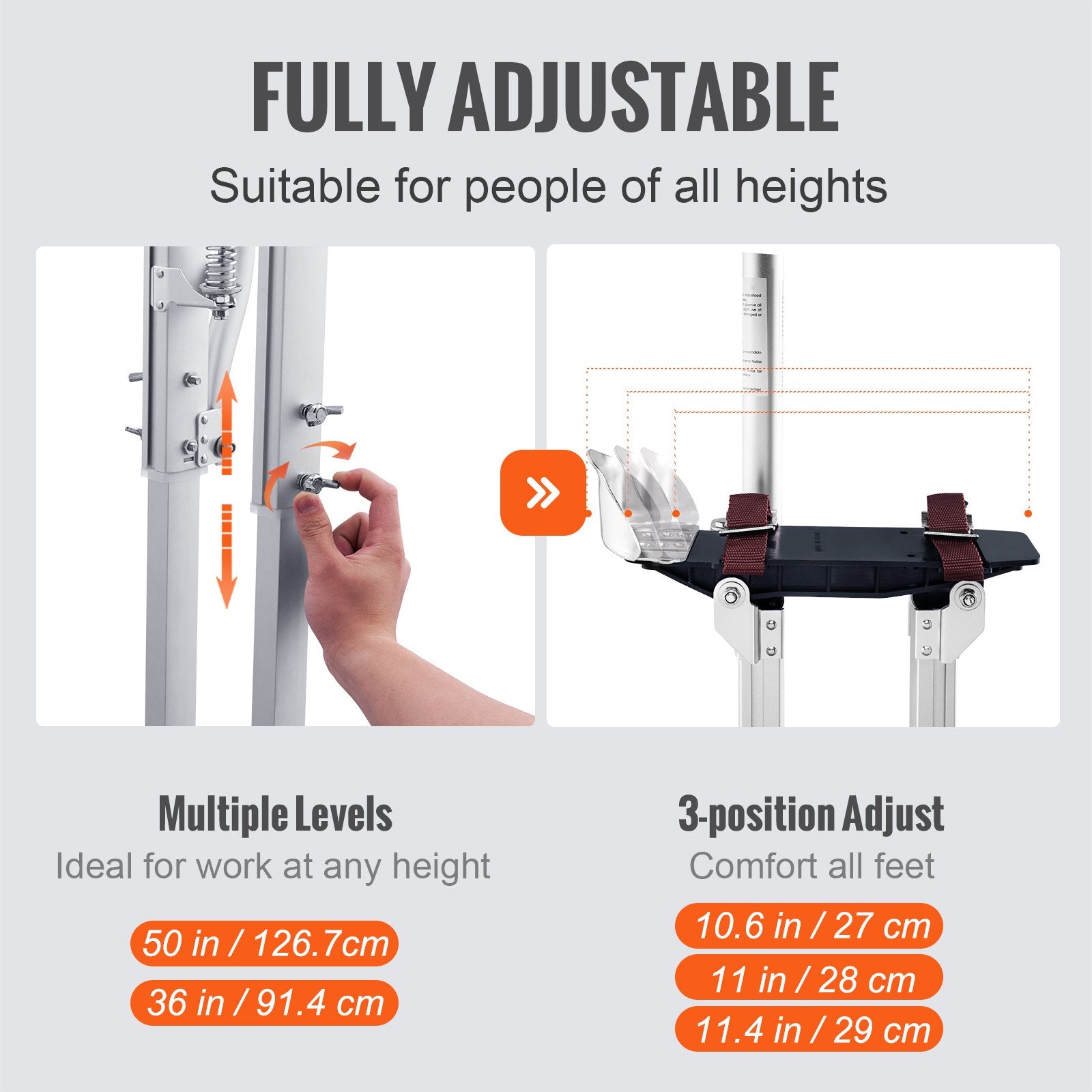 Gipso kartono montavimo kojūkai VEVOR SGBGQ-3650, 91,4–127 cm