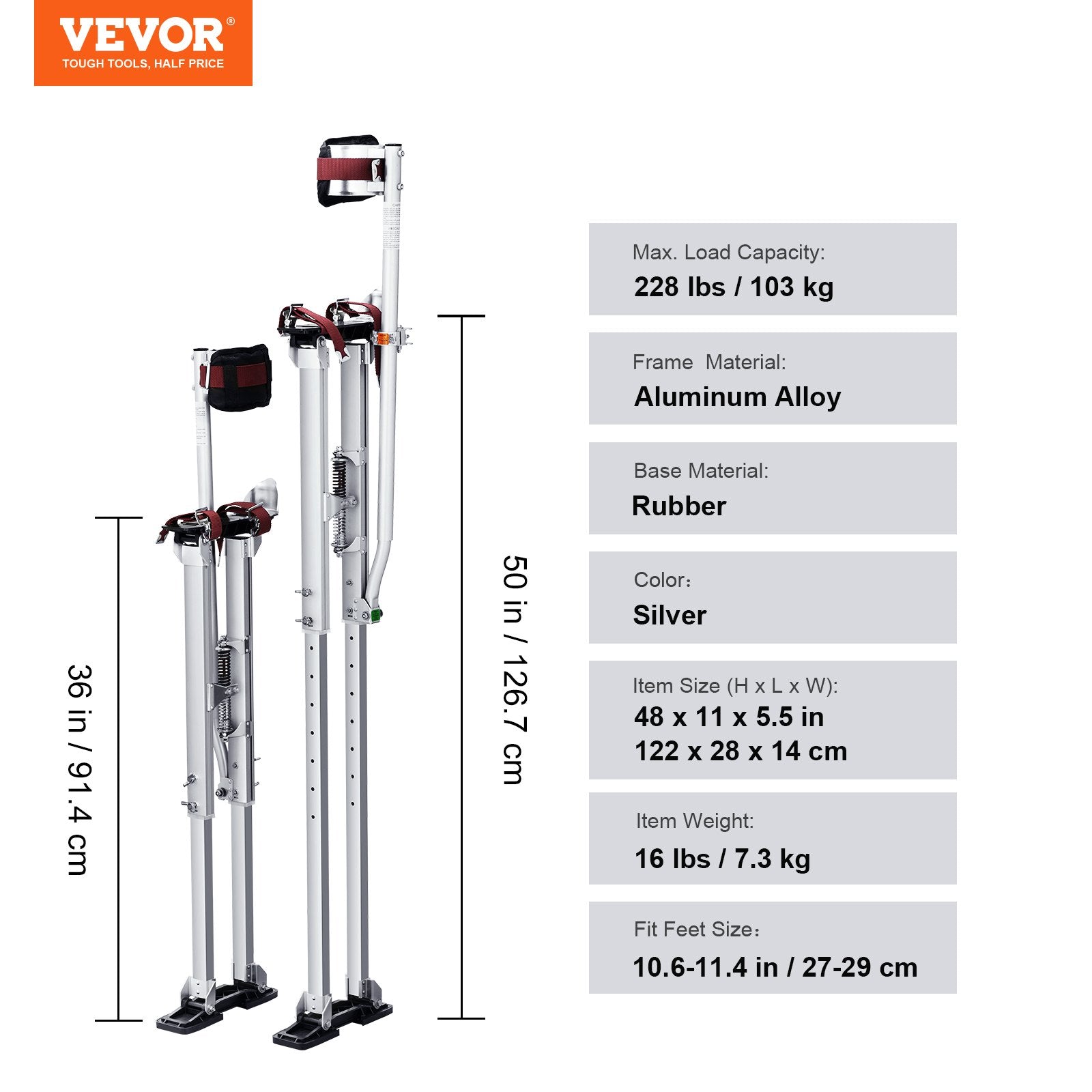 Gipso kartono montavimo kojūkai VEVOR SGBGQ-3650, 91,4–127 cm
