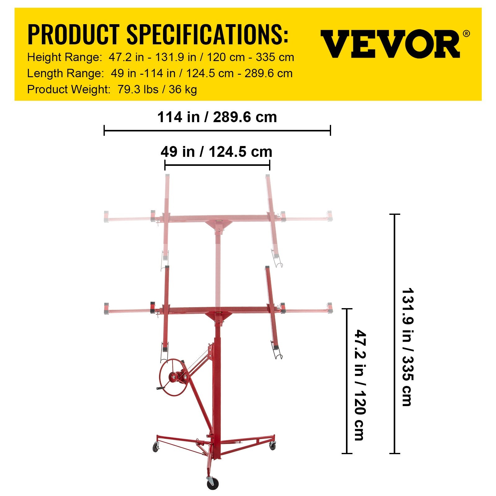 Gipso kartono plokščių keltuvas VEVOR LG-021, 335 cm