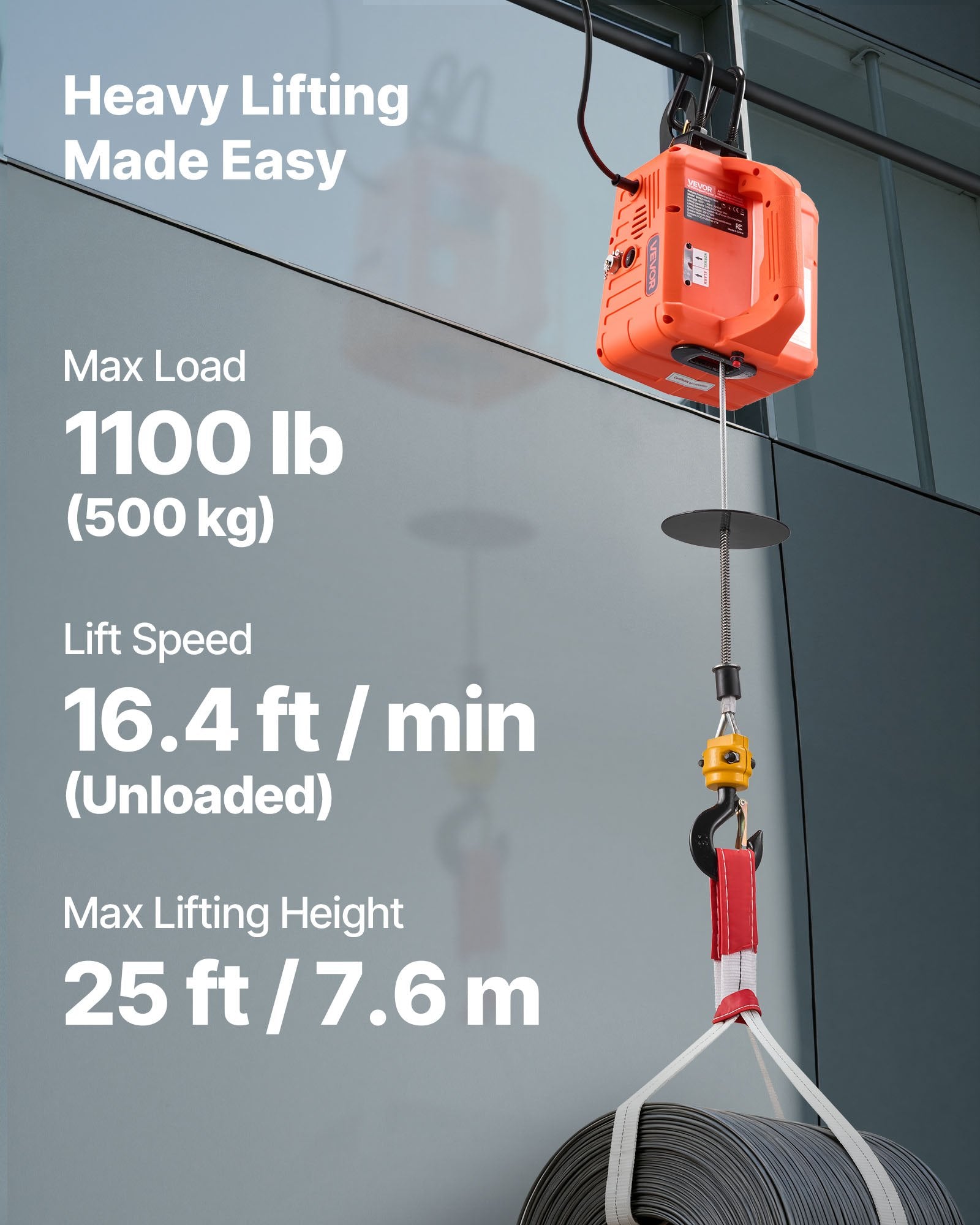Elektrinė gervė VEVOR 500KG-HXA2, 500 kg keliamoji galia