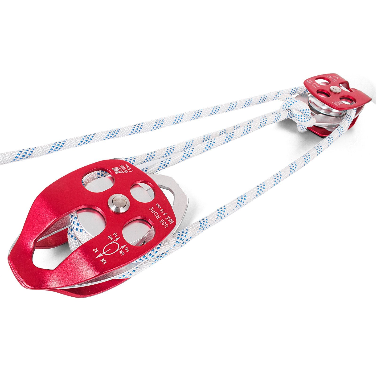 Dvigubas skriemulys su virve VEVOR 1/2" x 200', 35 kN
