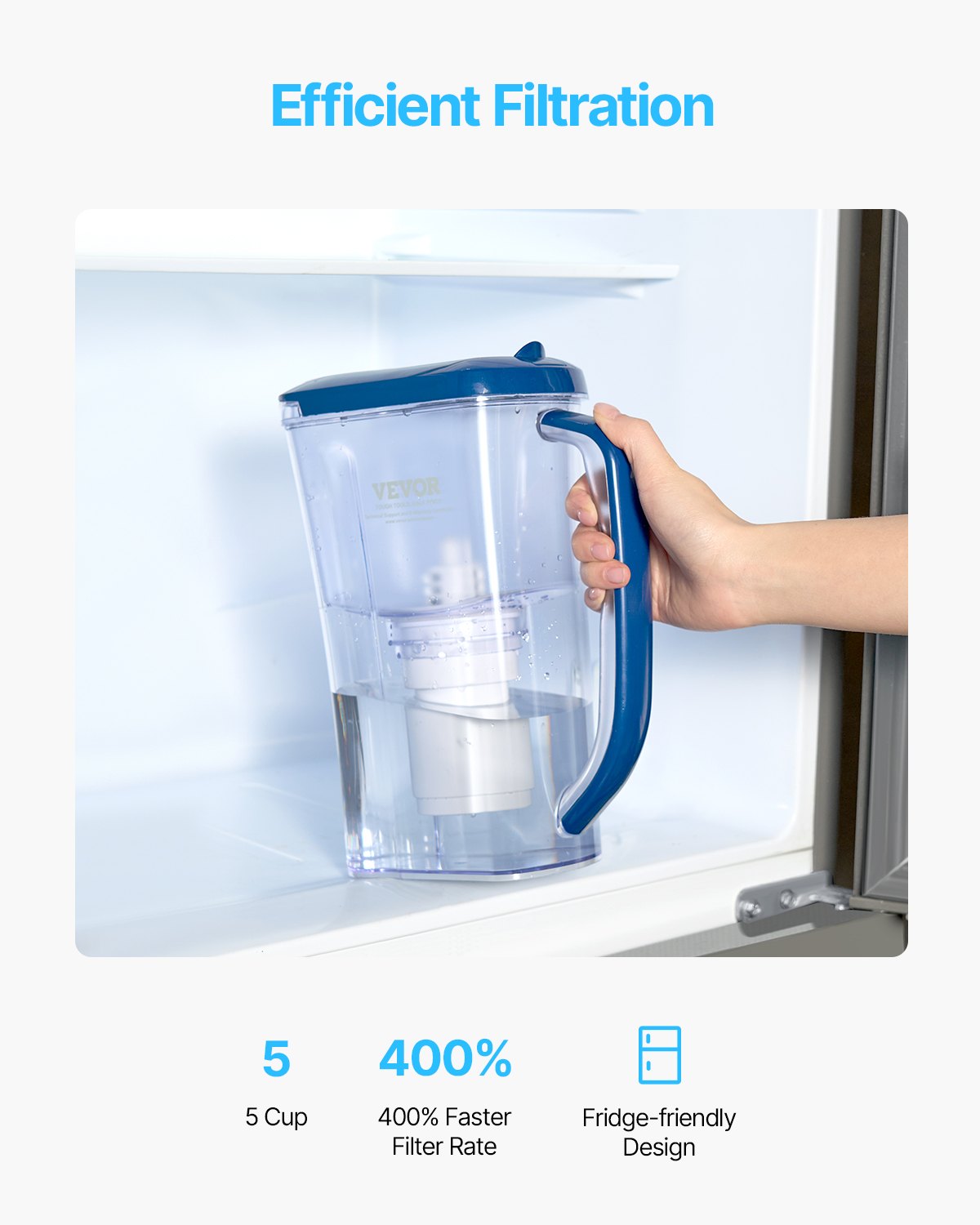 Vandens filtravimo ąsotis VEVOR 6216, 2,1 l talpa