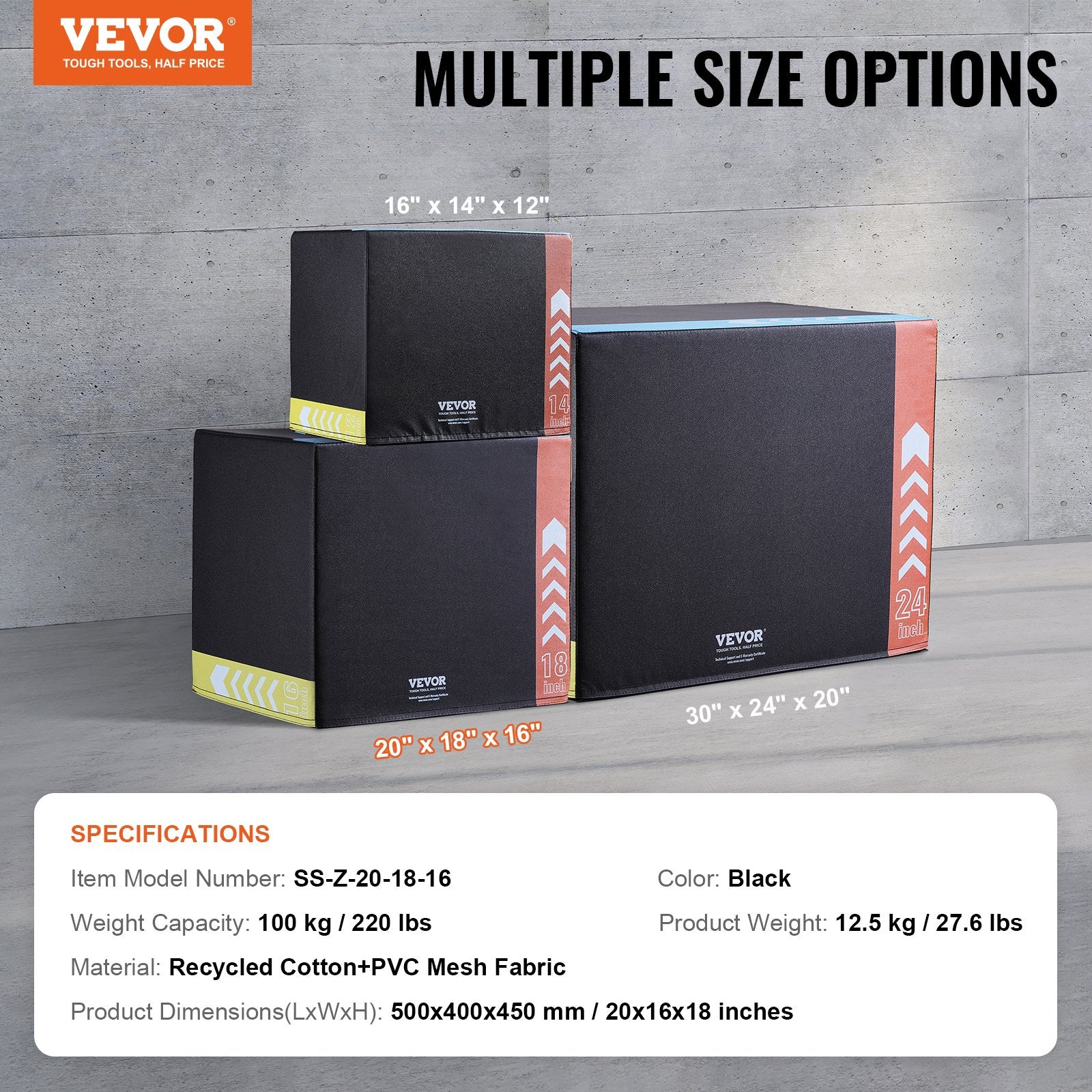 Pliometrinė šuolių dėžė VEVOR SS-Z-20-18-16, 3-in-1