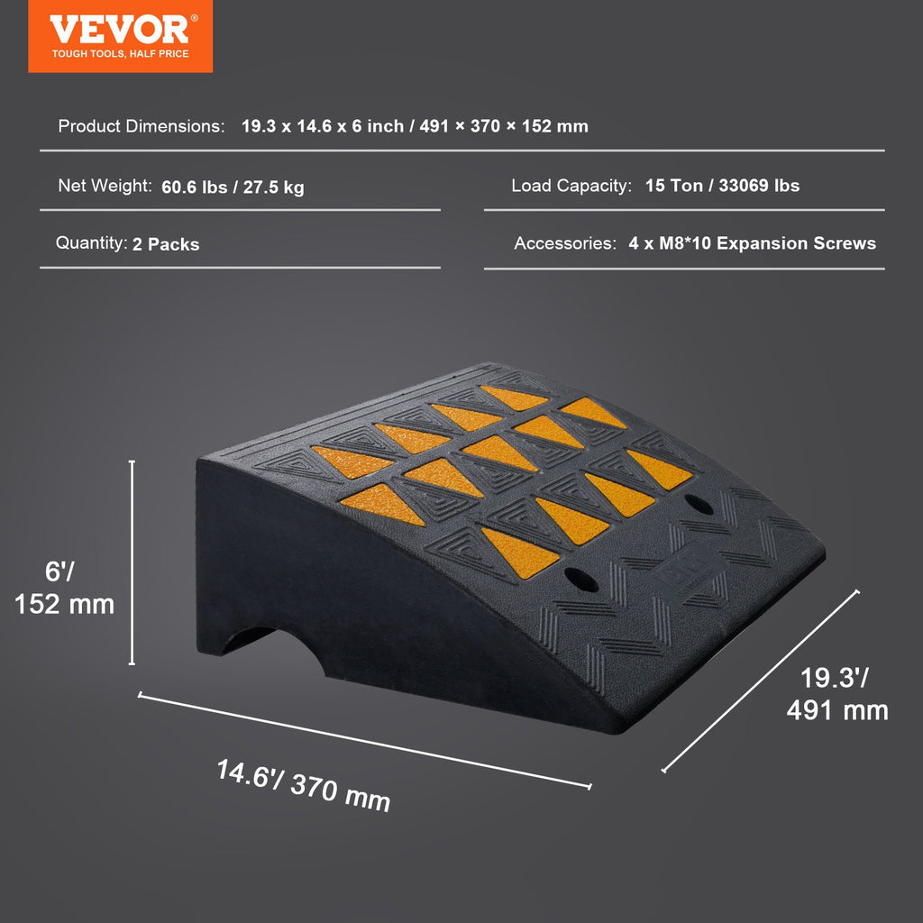 Guminės užvažiavimo rampos VEVOR S001, 15 t keliamoji galia