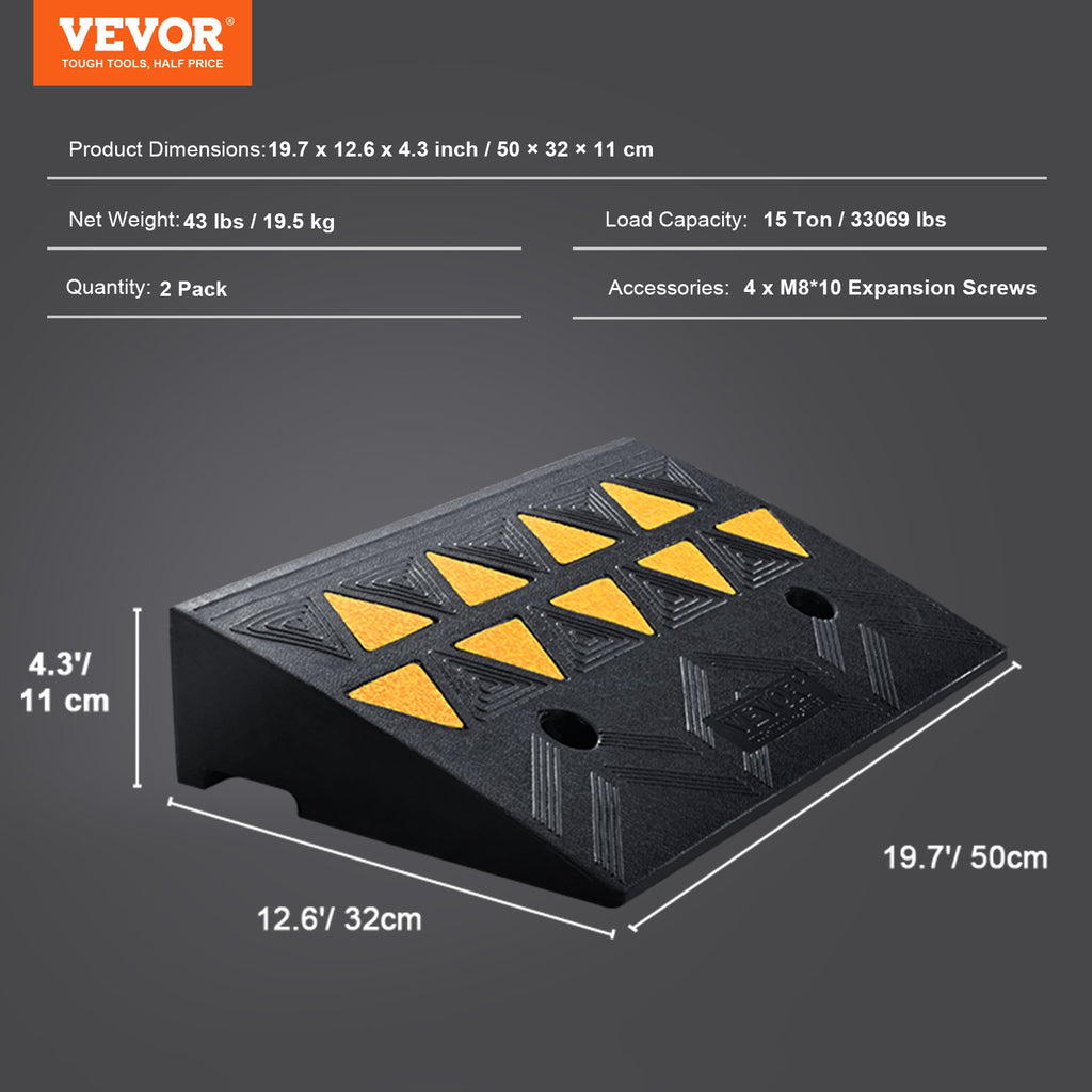 Guminė užvažiavimo rampa VEVOR S001, 15 t keliamoji galia