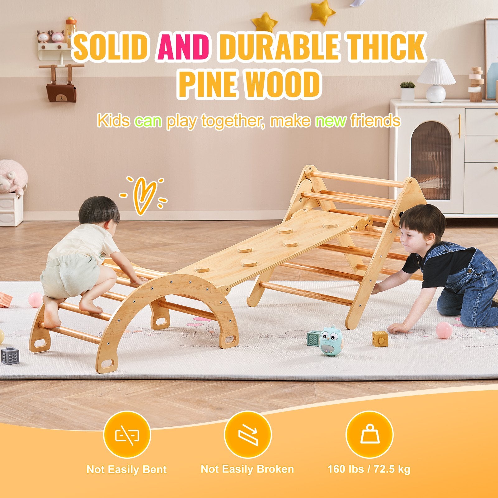Piklerio trikampio rinkinys VEVOR ZF-3LB, 5-in-1 Montessori laipiojimo kompleksas