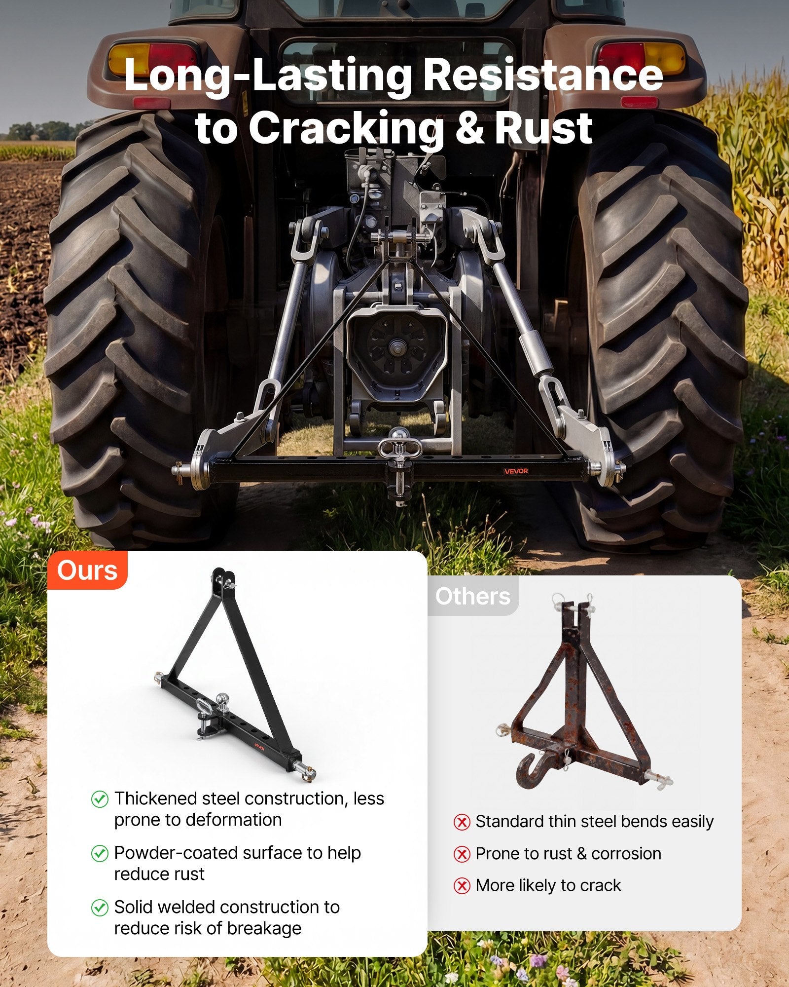 3 taškų traktoriaus prikabinimo mechanizmas VEVOR S-09, 2 kategorija