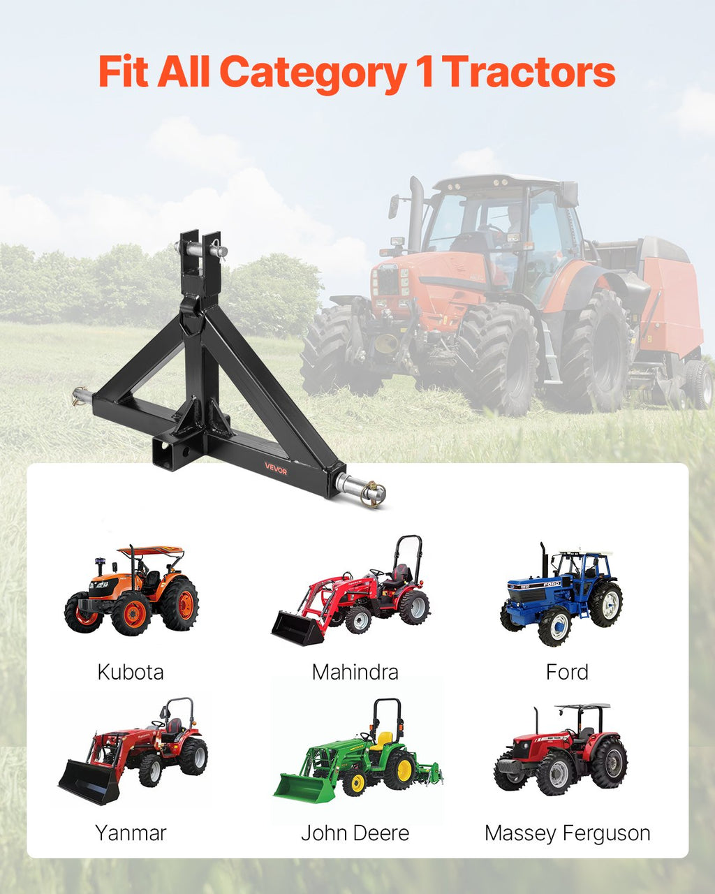 3 taškų pakabos jungtis traktoriui VEVOR S-03, 1360 kg keliamoji galia