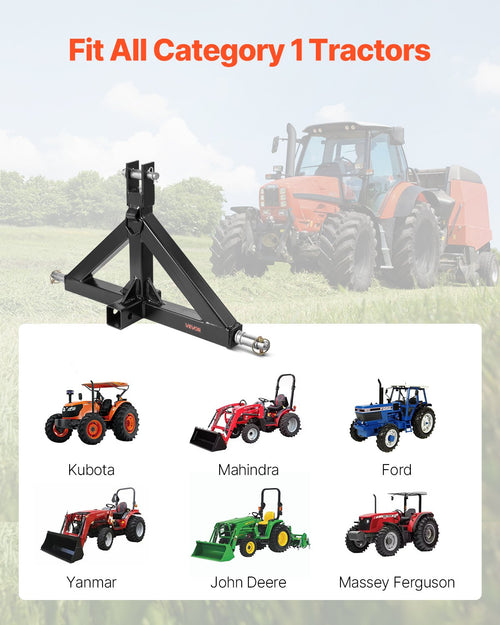 3 taškų pakabos jungtis traktoriui VEVOR S-03, 1360 kg keliamoji galia