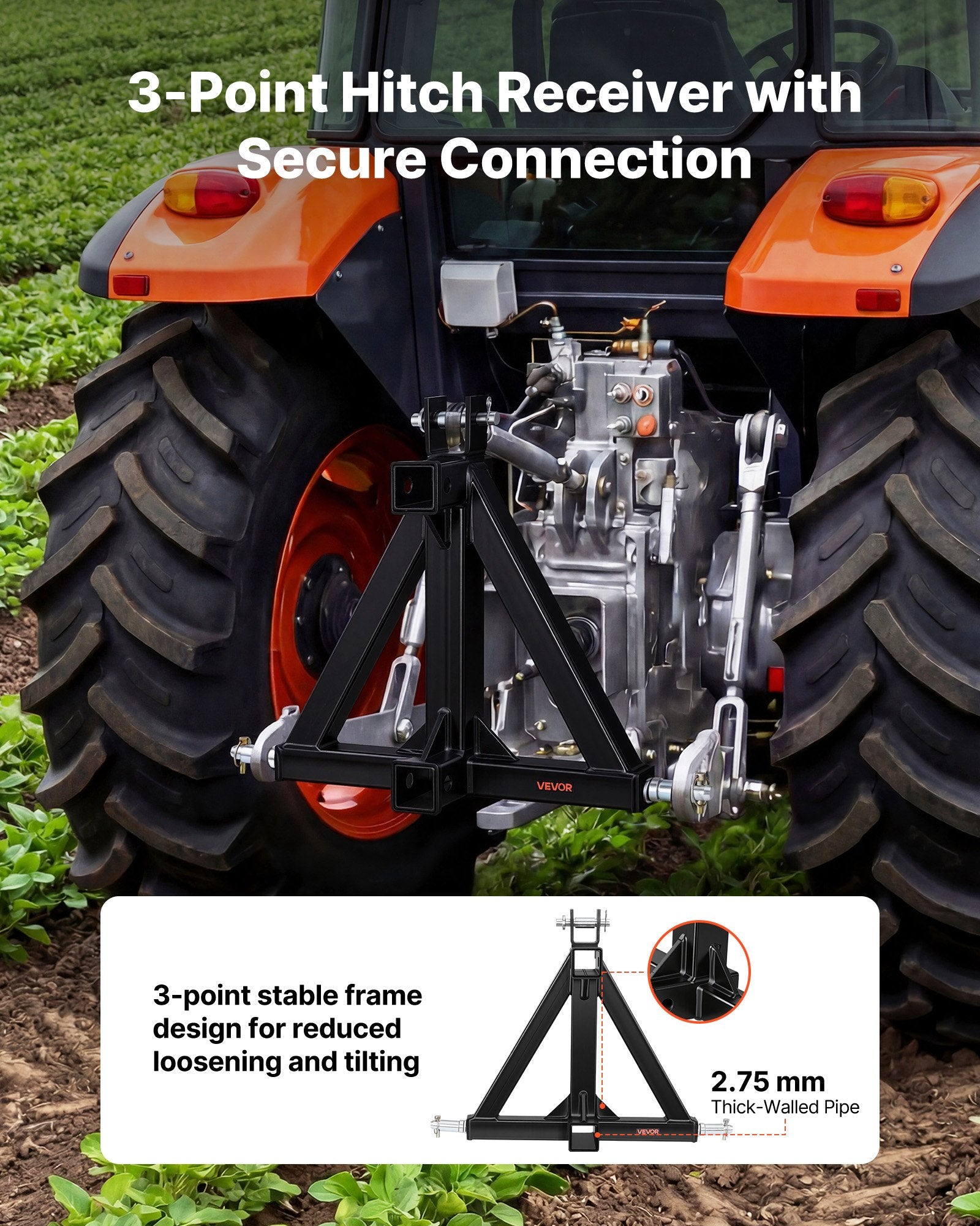 Tritaškis priekabos prikabinimo įtaisas VEVOR S-08, 50,8 mm jungtis