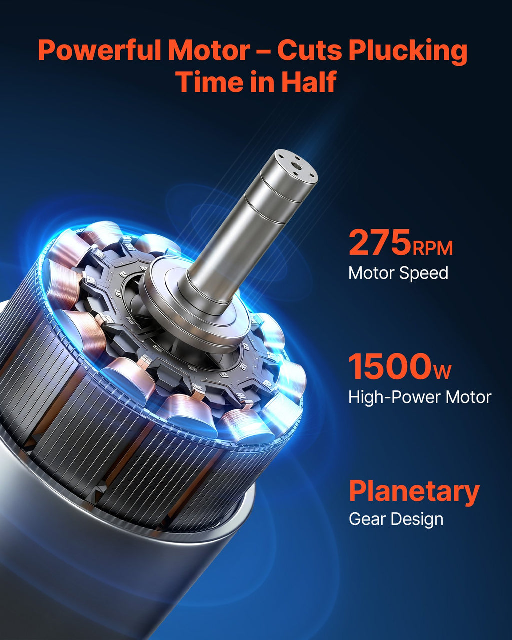 Plunksnų pešimo mašina VEVOR TM50, 1500 W
