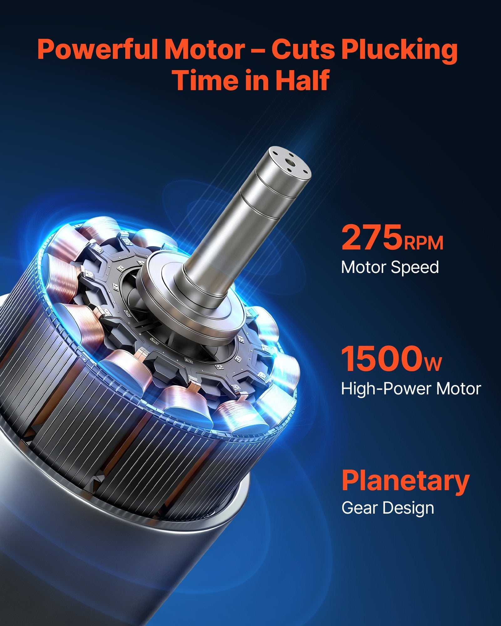Plunksnų pešimo mašina VEVOR TM50, 1500 W