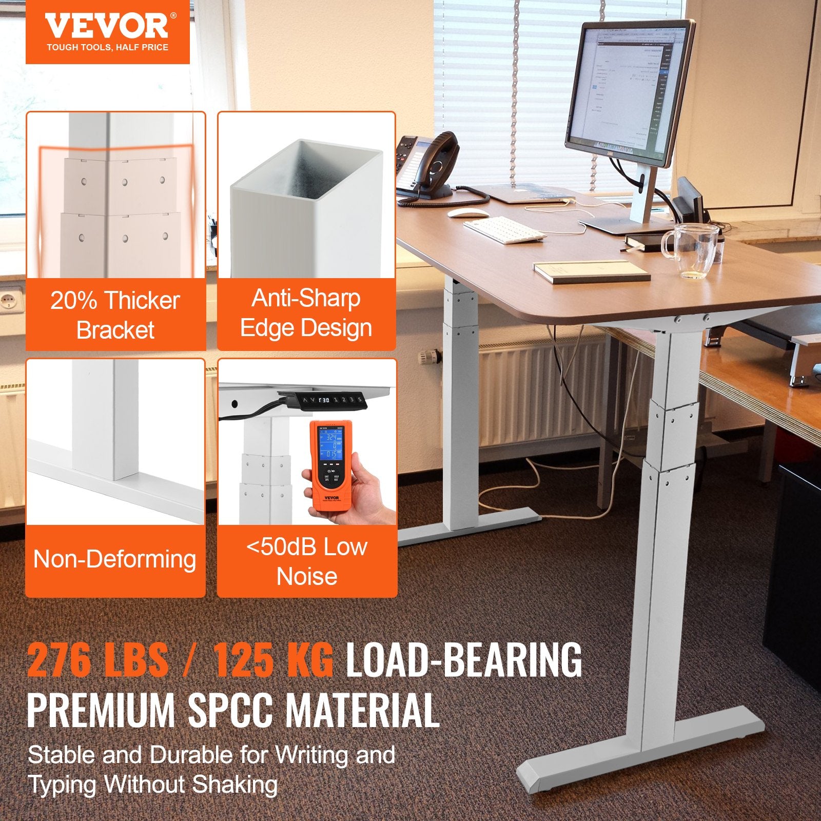 Elektrinio stalo rėmas VEVOR ZW-20, 66–129 cm aukštis