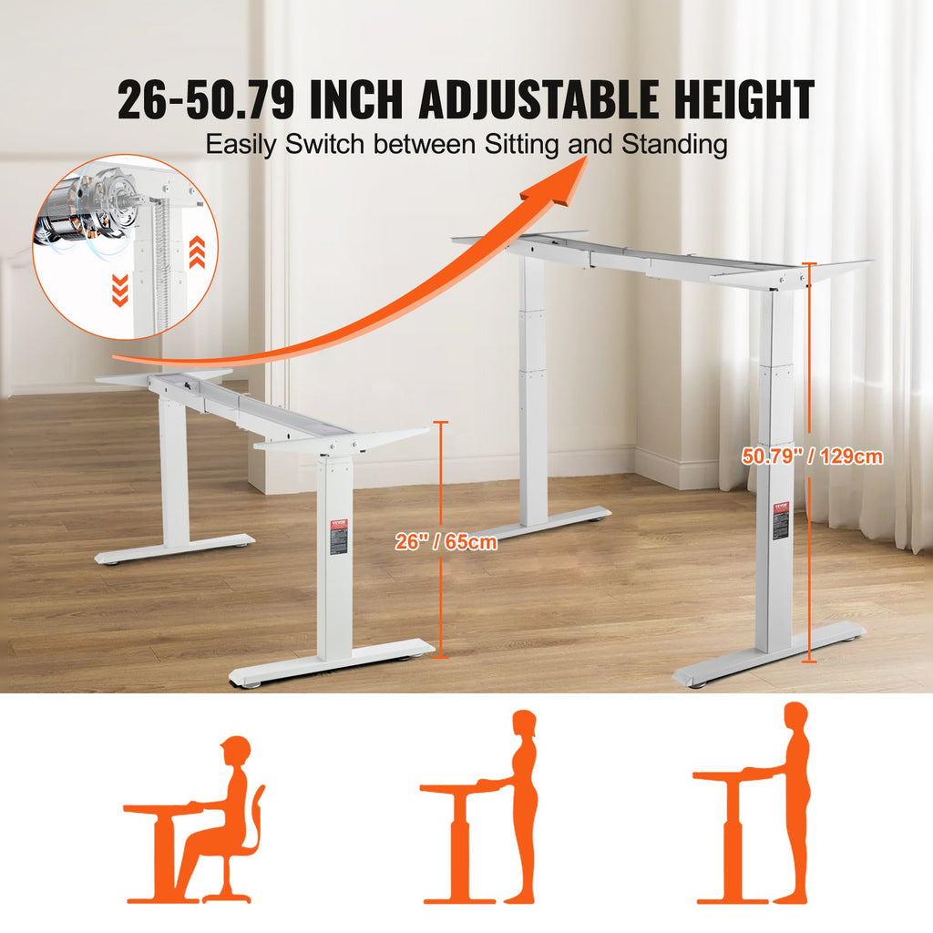 Elektrinio stalo rėmas VEVOR ZW-20, 66–129 cm aukštis