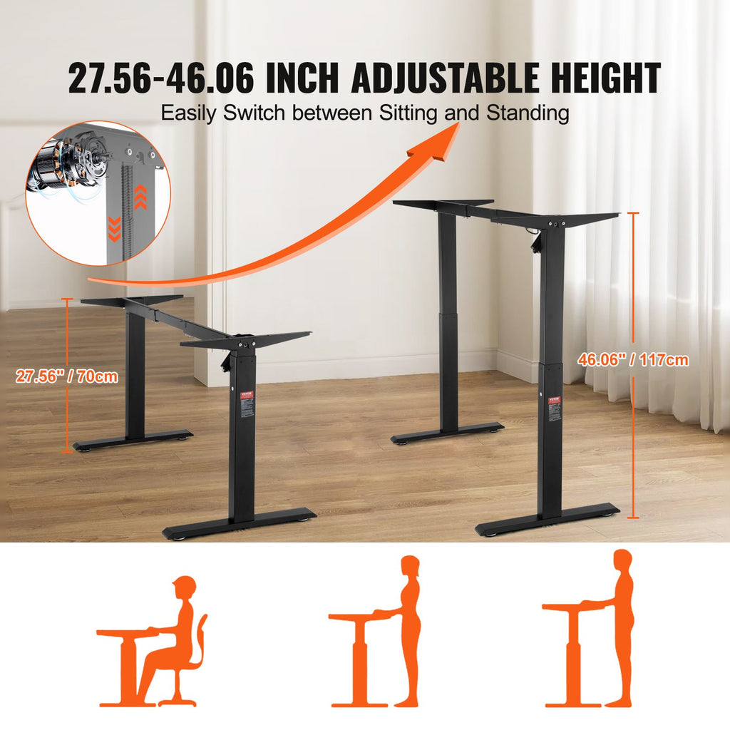 Reguliuojamo aukščio stalo rėmas VEVOR ZW-21, 70–117 cm aukštis