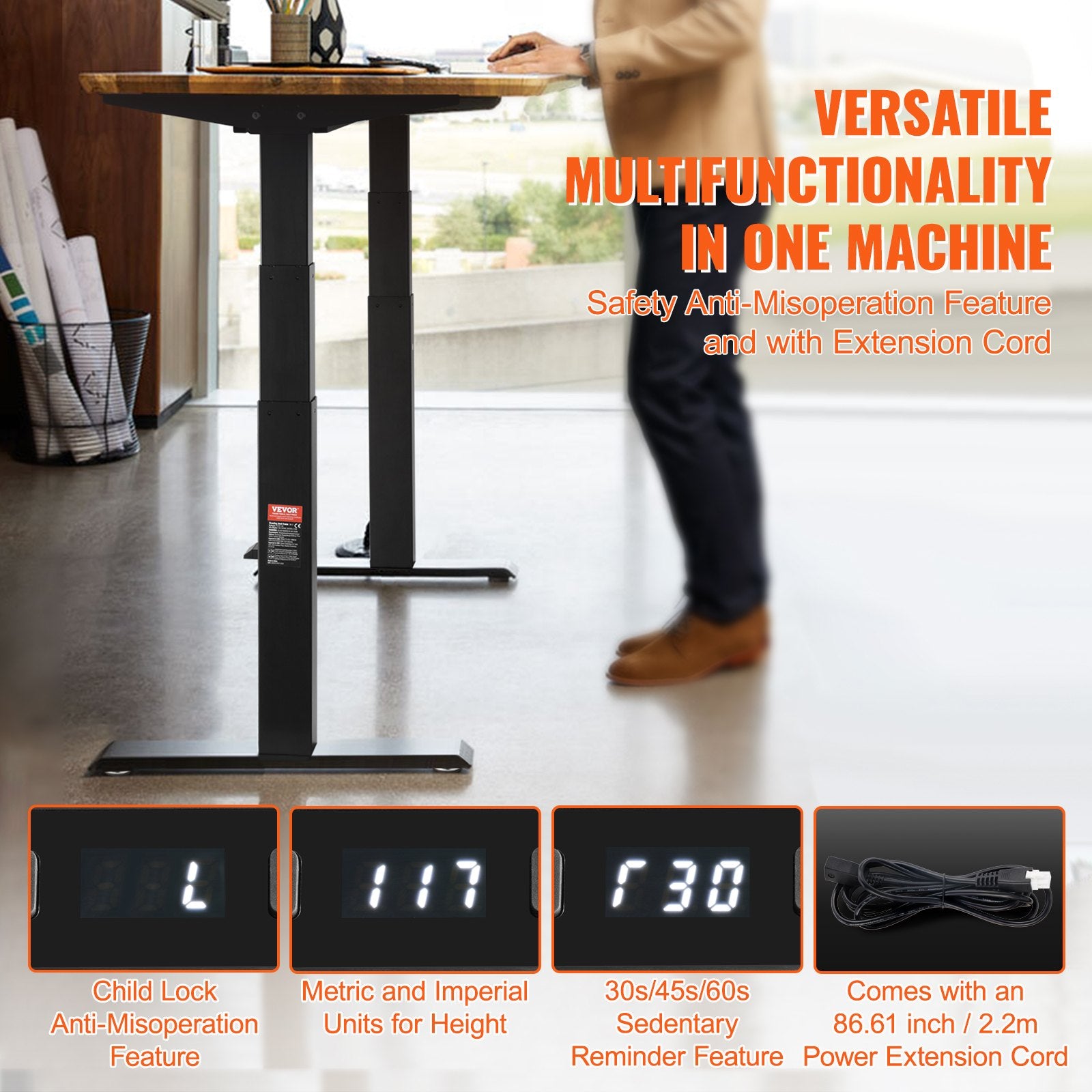 Elektrinio stalo rėmas VEVOR ZW-18, 65–129 cm aukščio