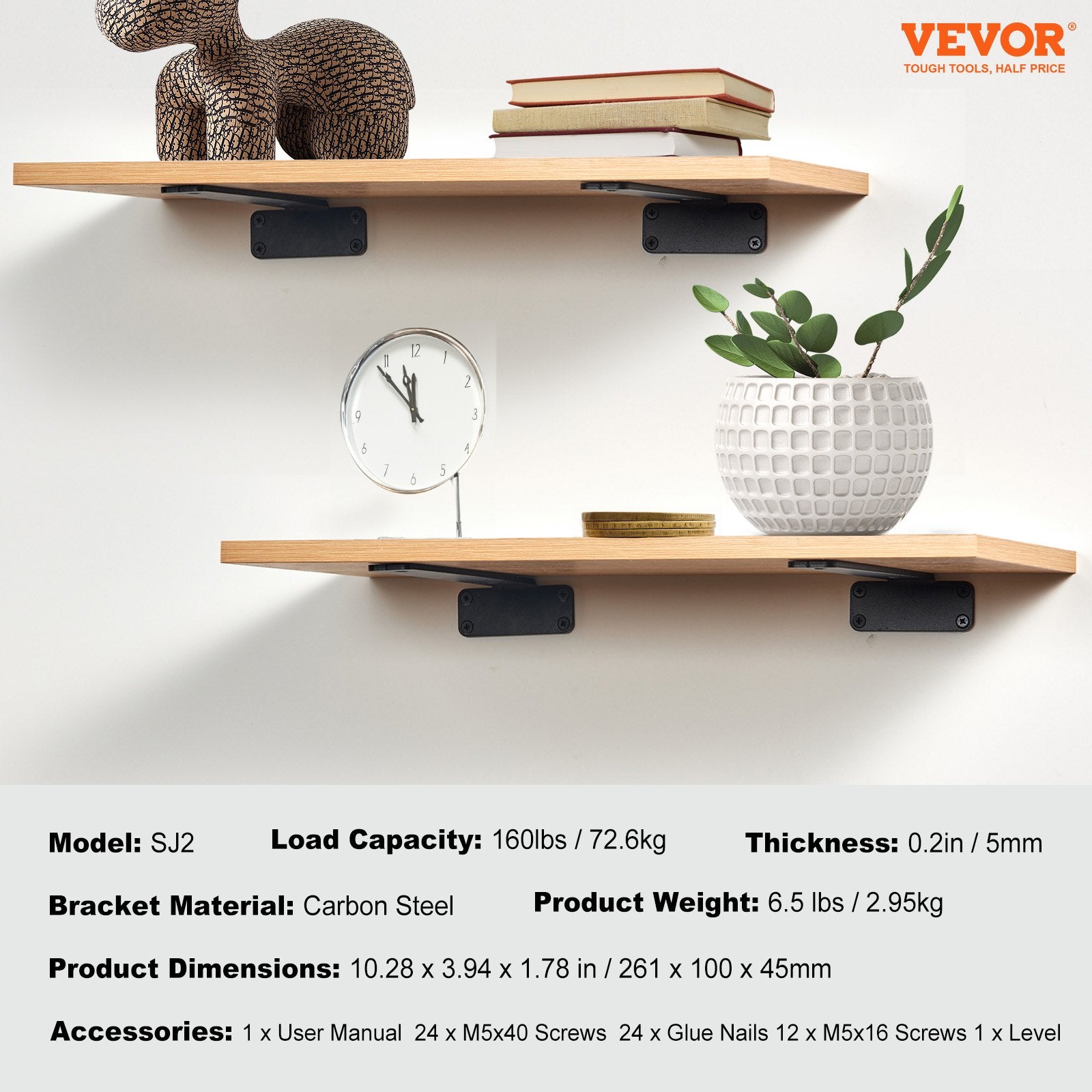 Lentynų laikikliai VEVOR SJ2, 72,6 kg apkrova