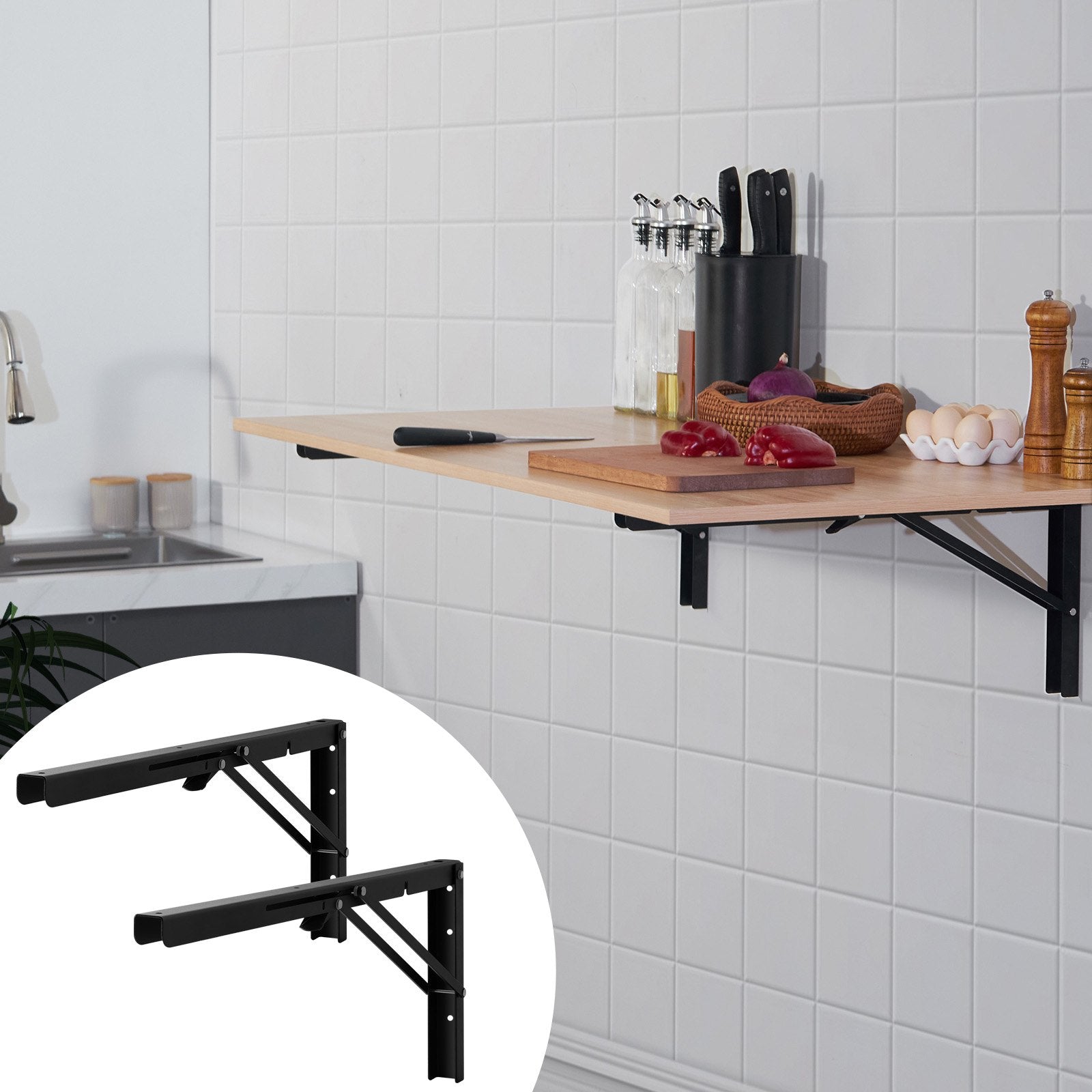Sulankstomi lentynų laikikliai VEVOR SJ3, 61 cm