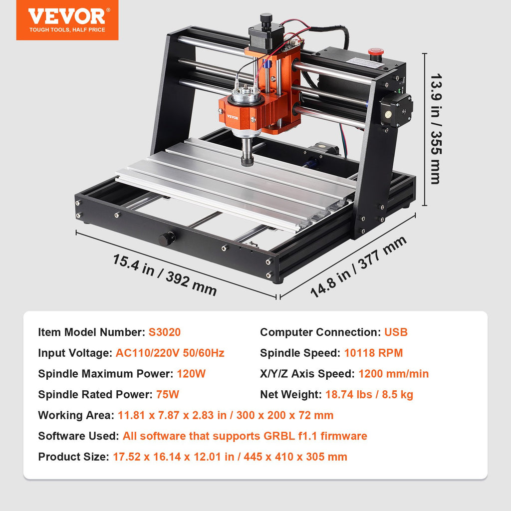 CNC graviravimo staklės VEVOR S3020, 120W