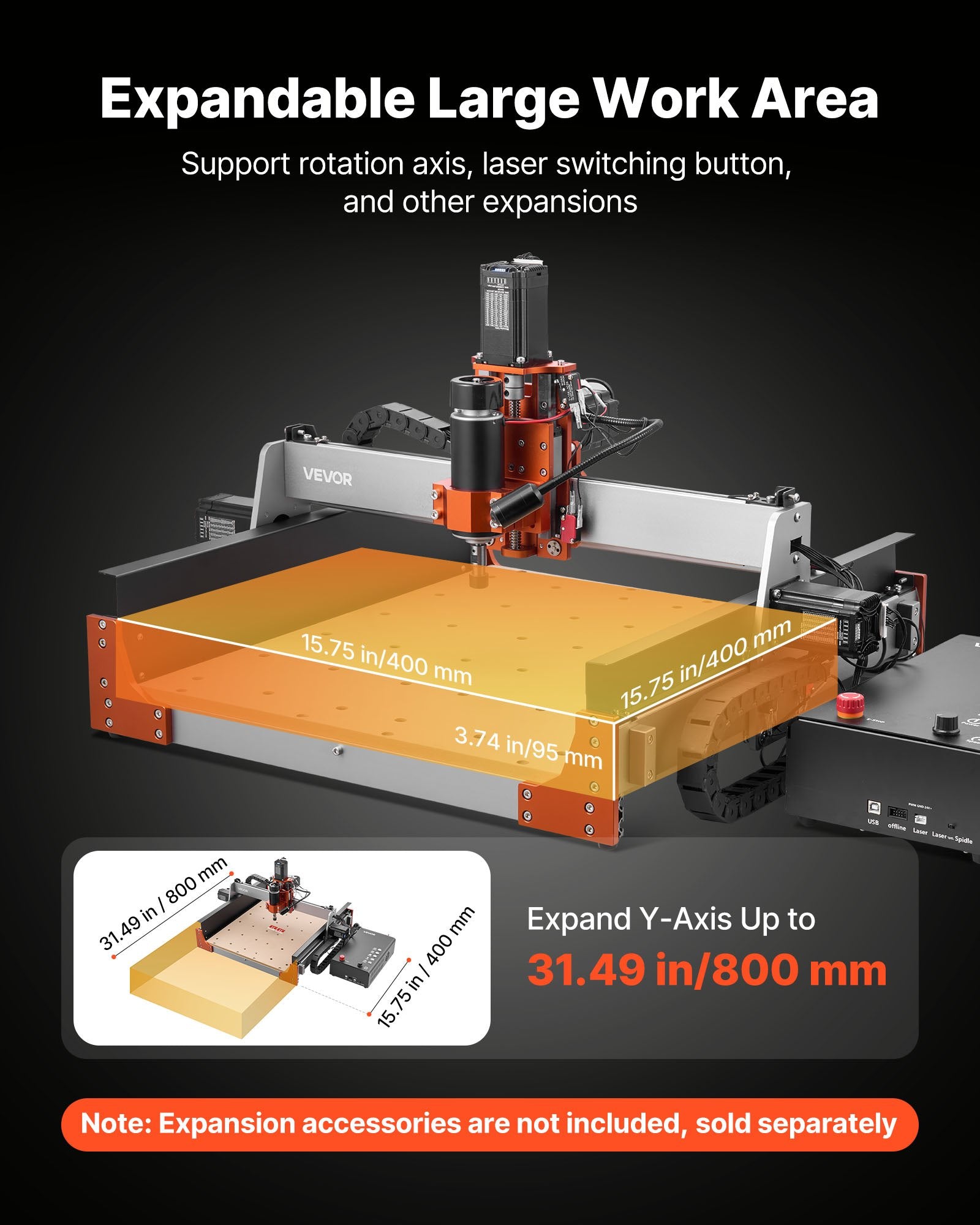CNC frezavimo staklės VEVOR CN C4040-SS1, 500 W