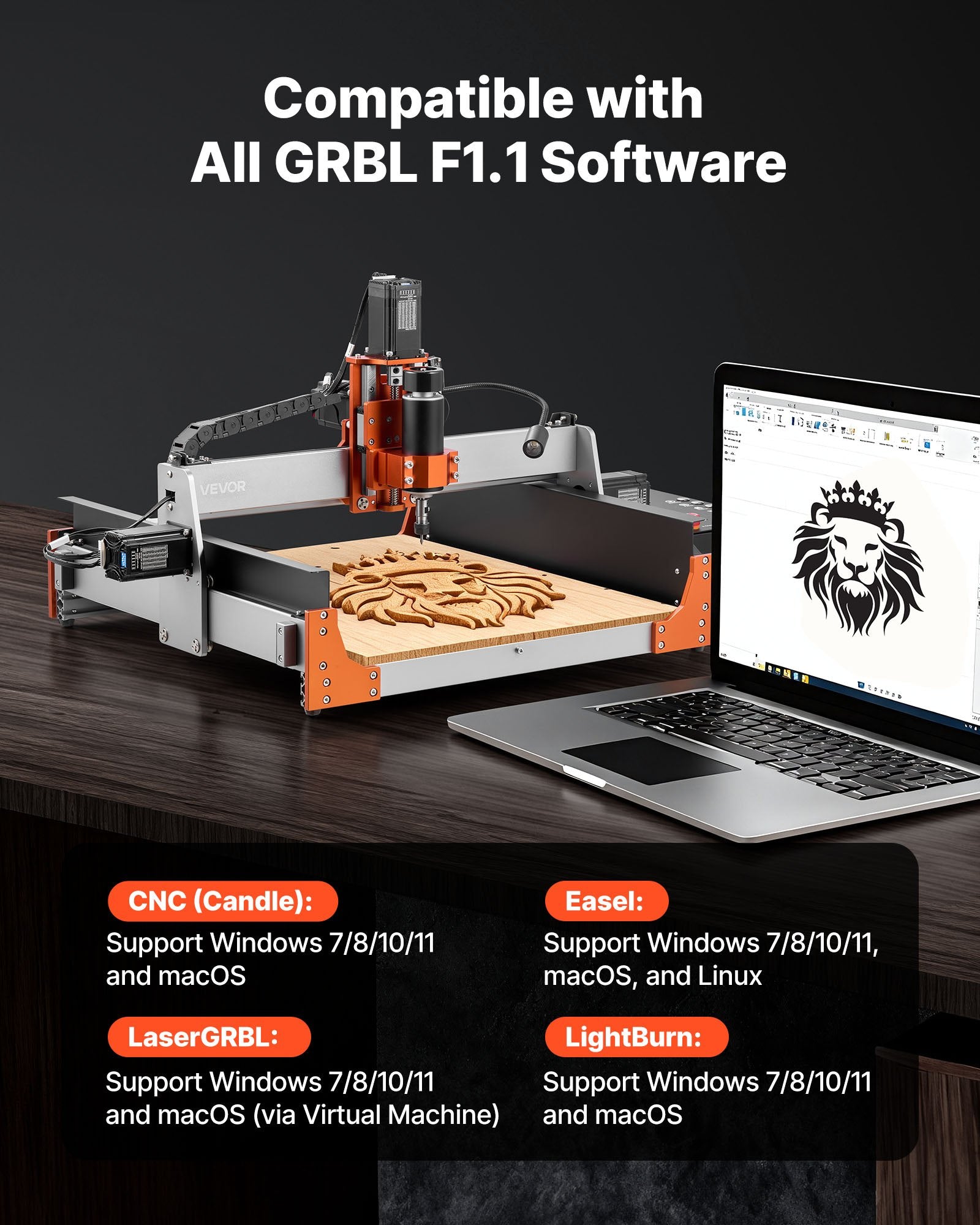 CNC frezavimo staklės VEVOR CN C4040-SS1, 500 W