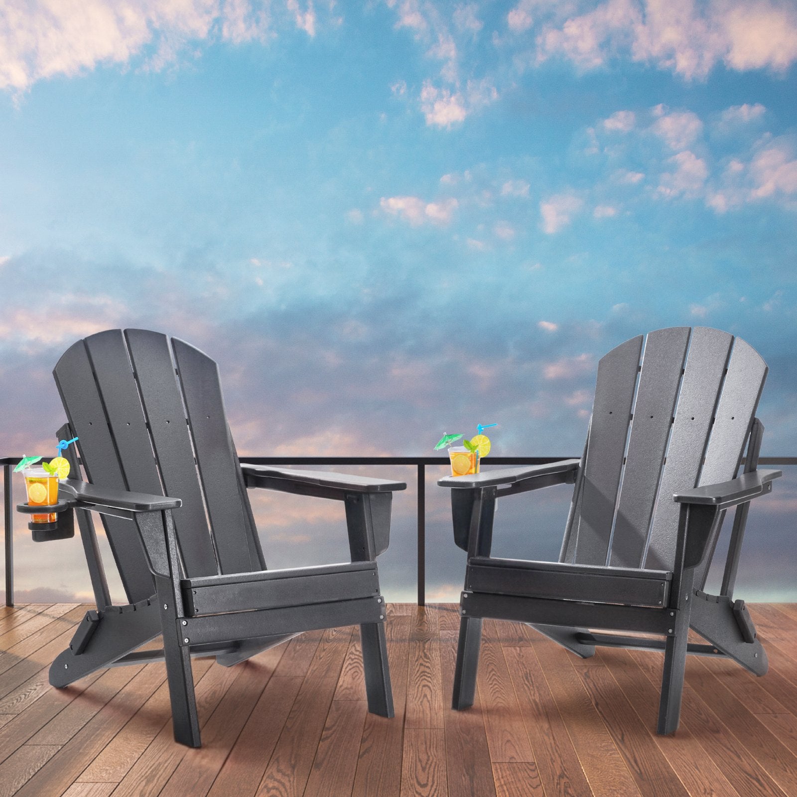 Adirondack tipo kėdės VEVOR SS401-GY-2P, 2 vnt. komplektas