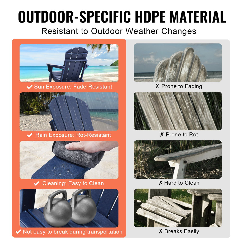 Adirondack tipo kėdės VEVOR SS401-BU-2P, 2 vnt. komplektas