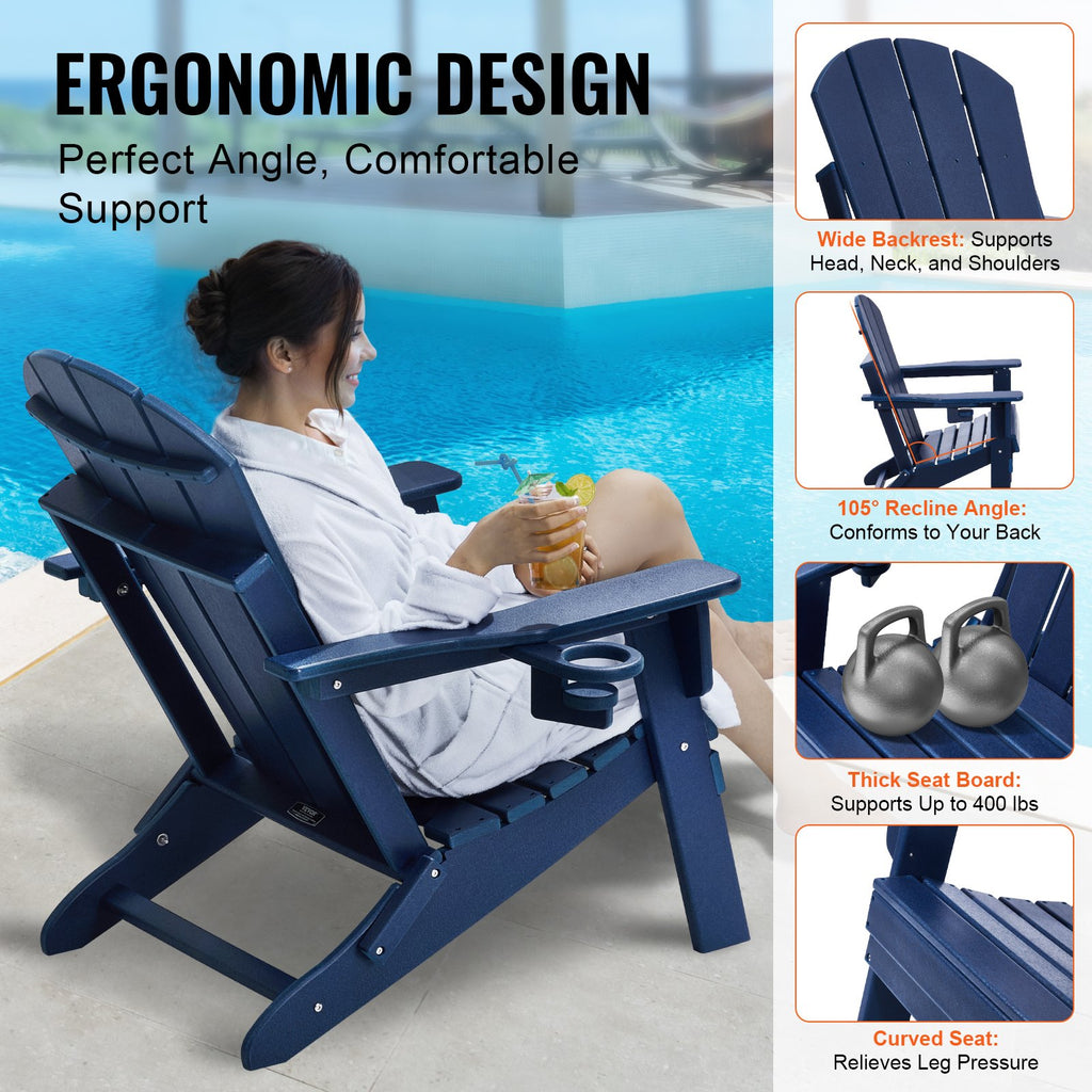 Adirondack tipo kėdės VEVOR SS401-BU-2P, 2 vnt. komplektas