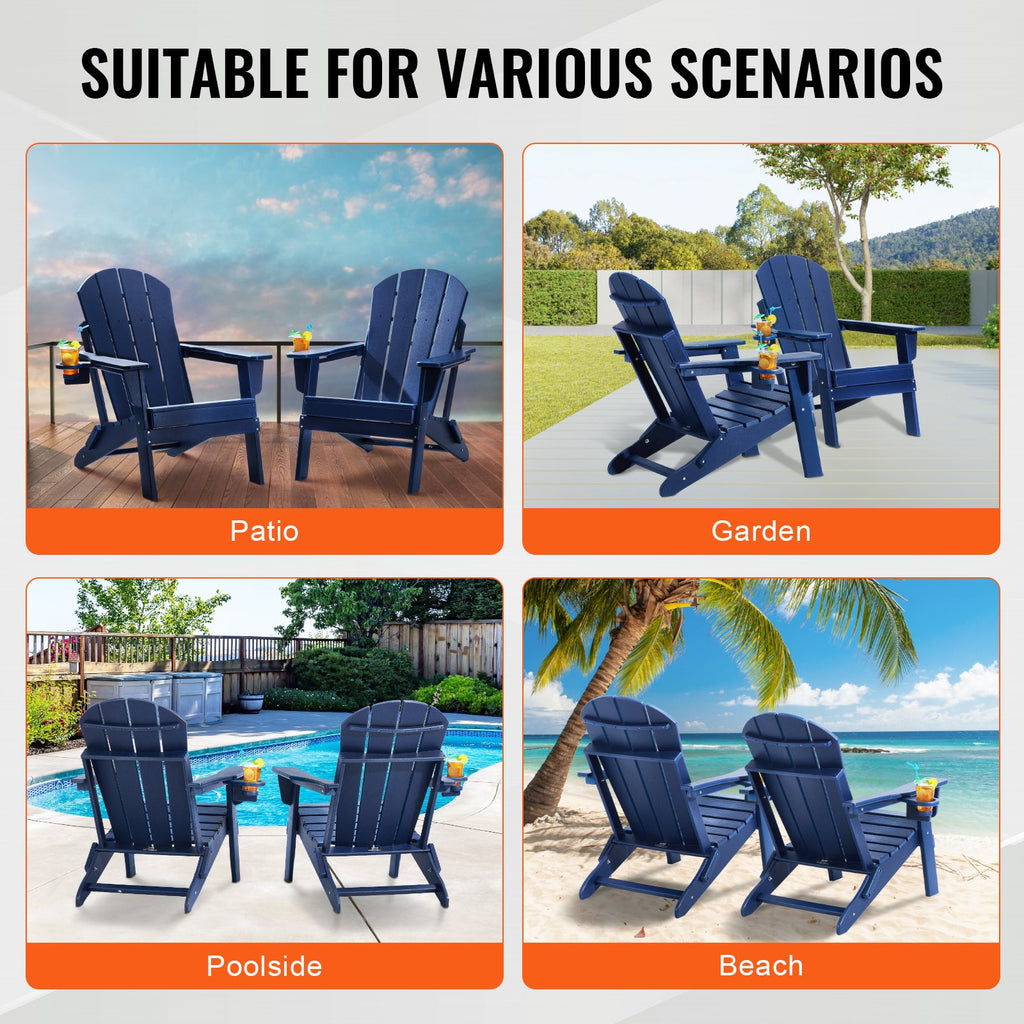Adirondack tipo kėdės VEVOR SS401-BU-2P, 2 vnt. komplektas