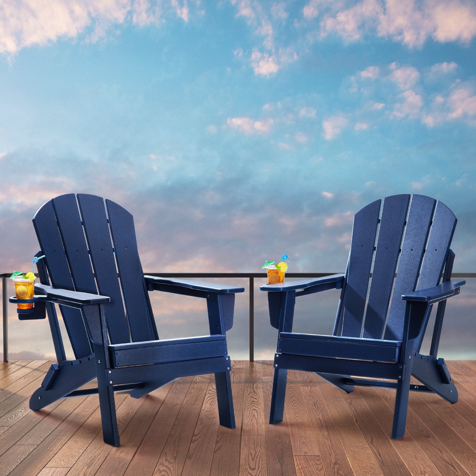 Adirondack tipo kėdės VEVOR SS401-BU-2P, 2 vnt. komplektas