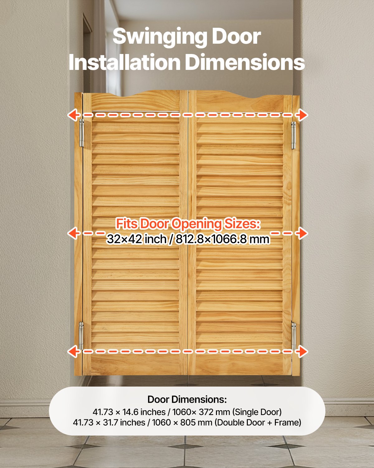 Varstomos kavinės durys VEVOR SS-door2-NA-5, 81,3 x 106,7 cm