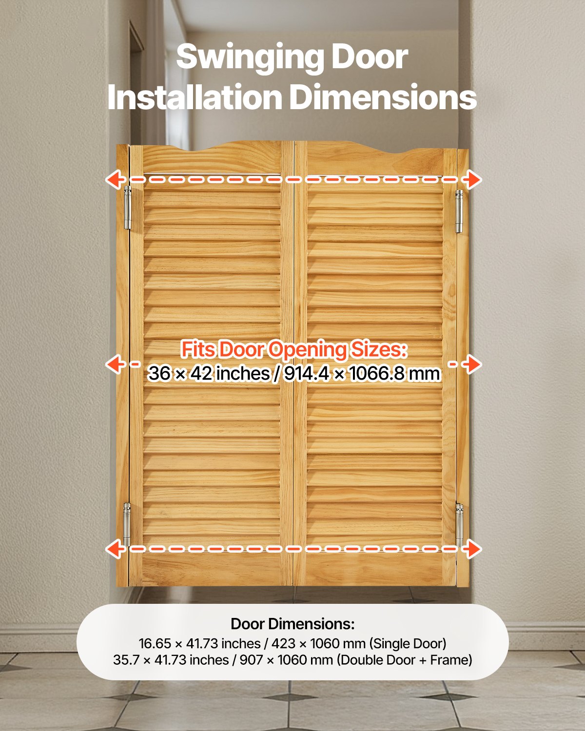 Varstomos kavinės durys VEVOR SS-door2-NA-6, 91,4 x 106,7 cm